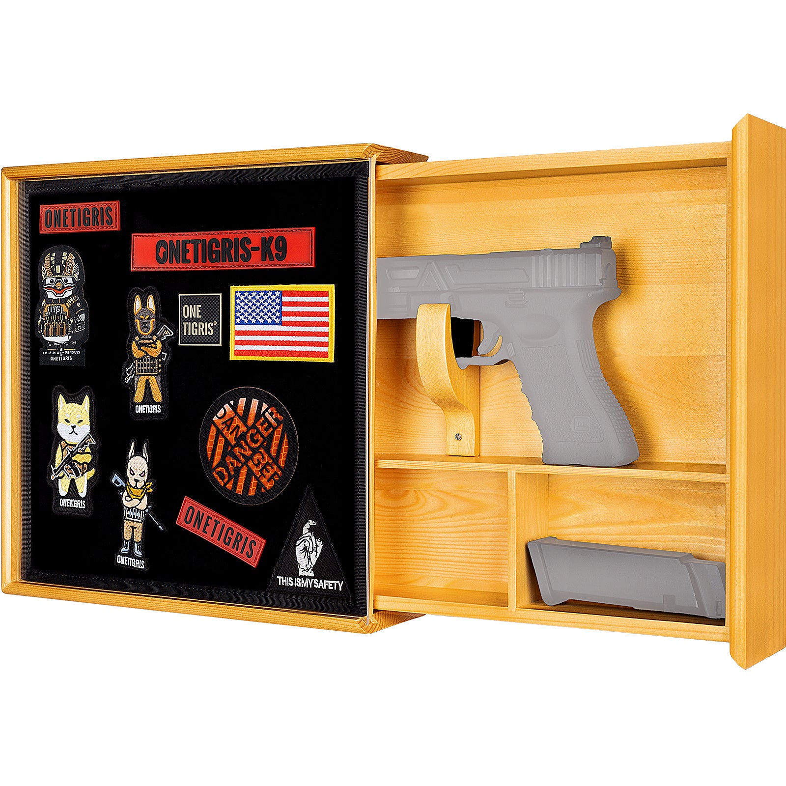 Hidden Gun Storage | Secret Storage with Photo Frame & Patch Display