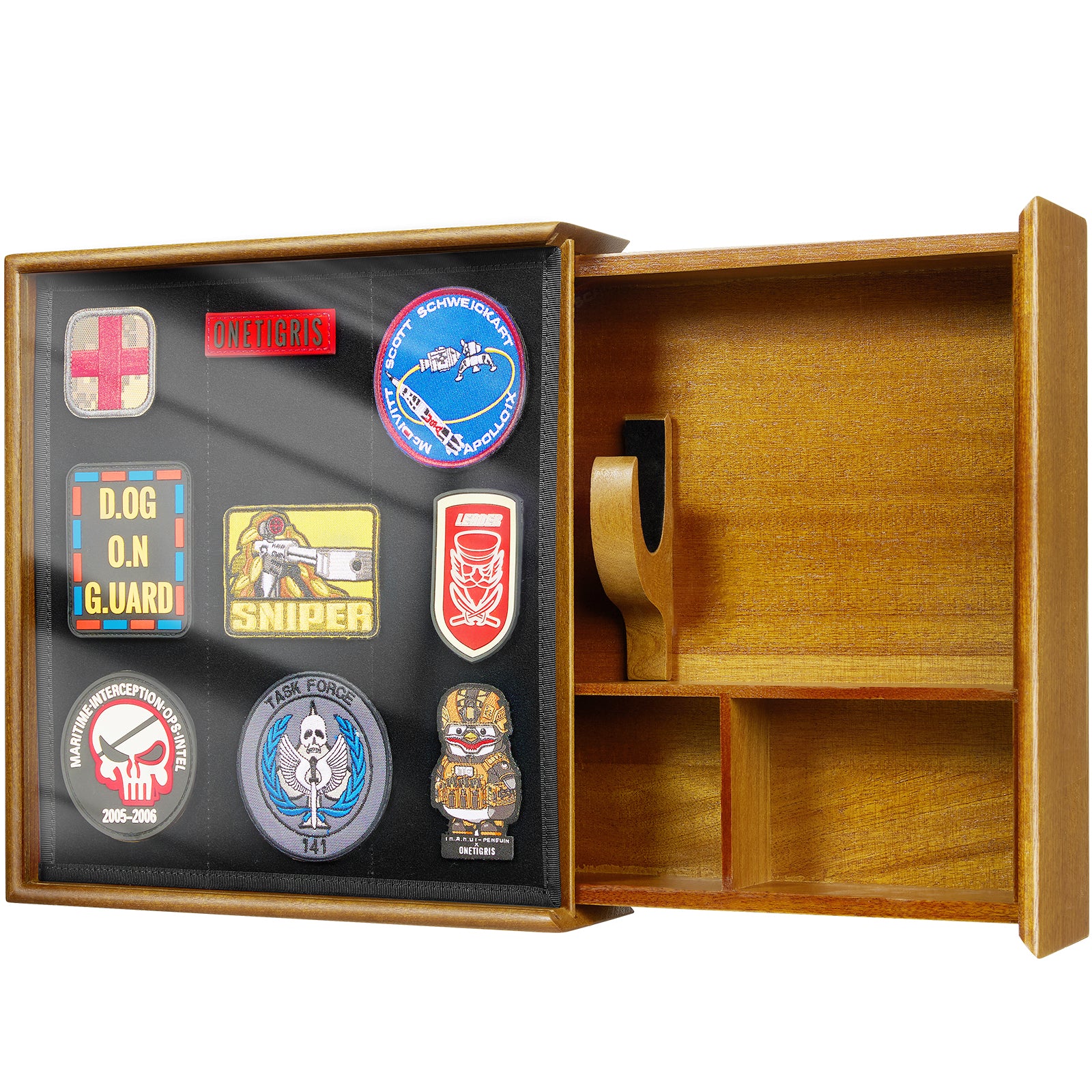 Hidden Gun Storage | Secret Storage with Photo Frame & Patch Display