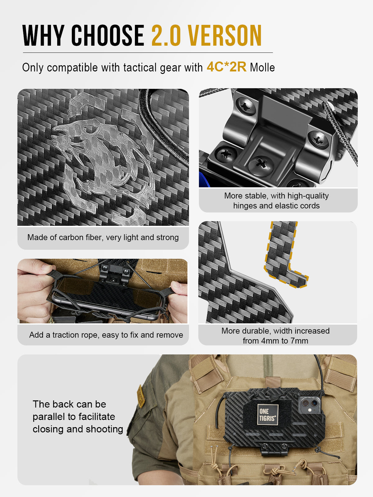 Tactical Vest Phone Holder 丨 MOLLE System & 175° Field of View