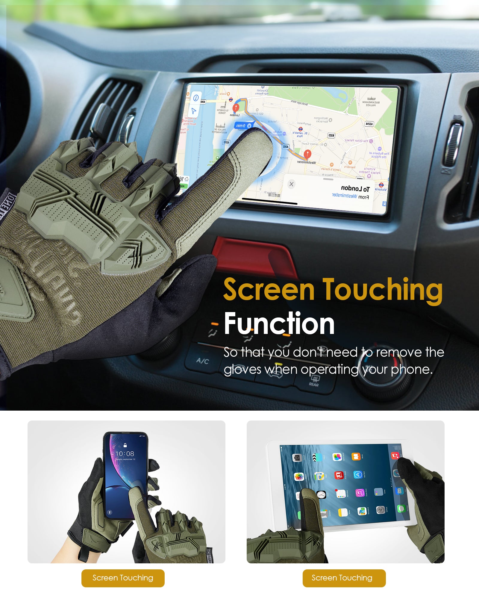 Tactical Motorcycle Gloves丨Touchscreen & PVC Protection