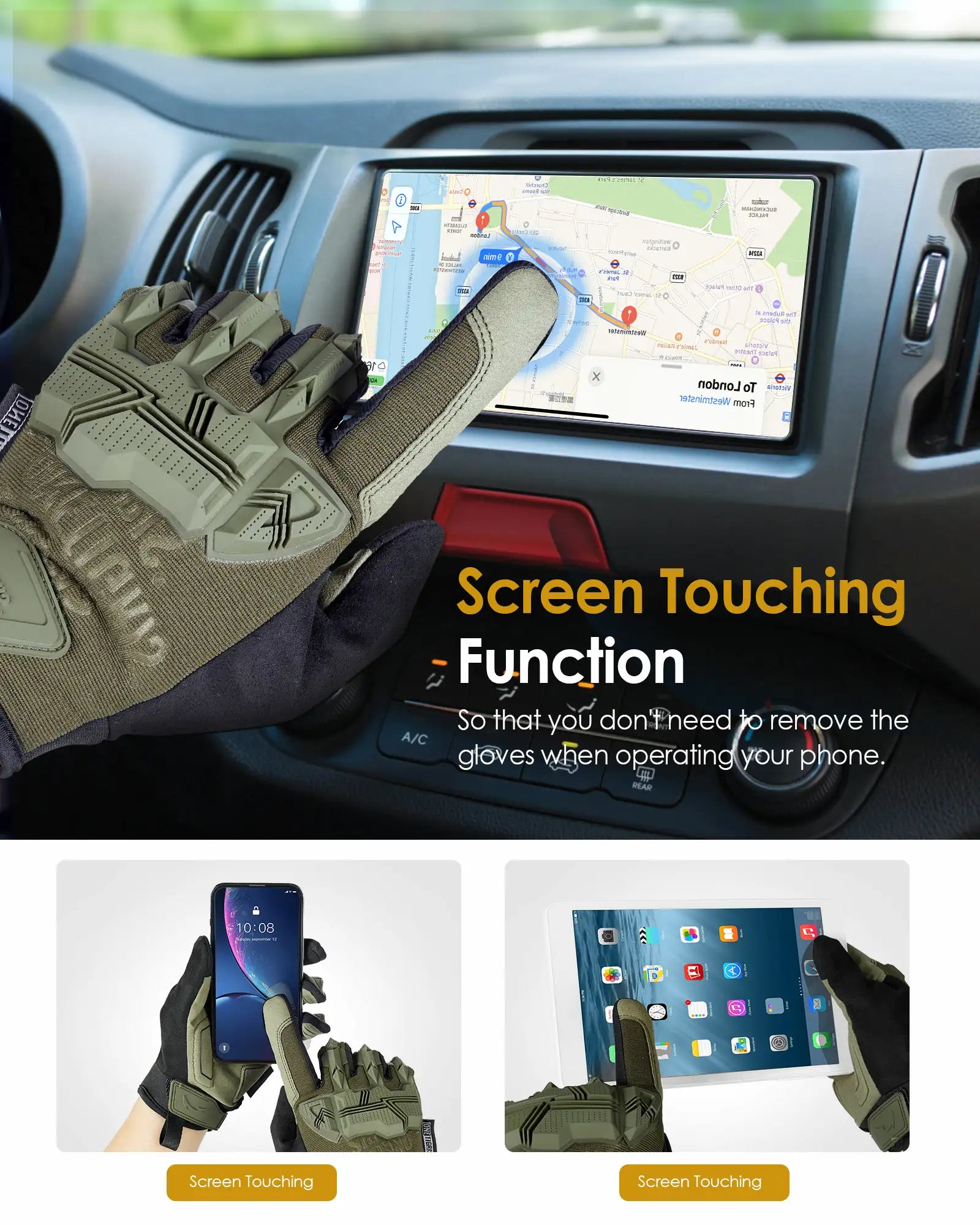 Tactical Motorcycle Gloves丨Touchscreen & PVC Protection