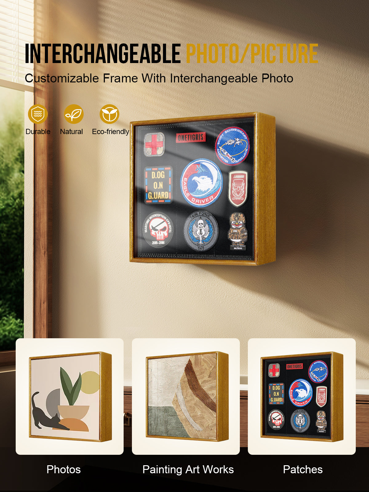 Hidden Gun Storage | Secret Storage with Photo Frame & Patch Display
