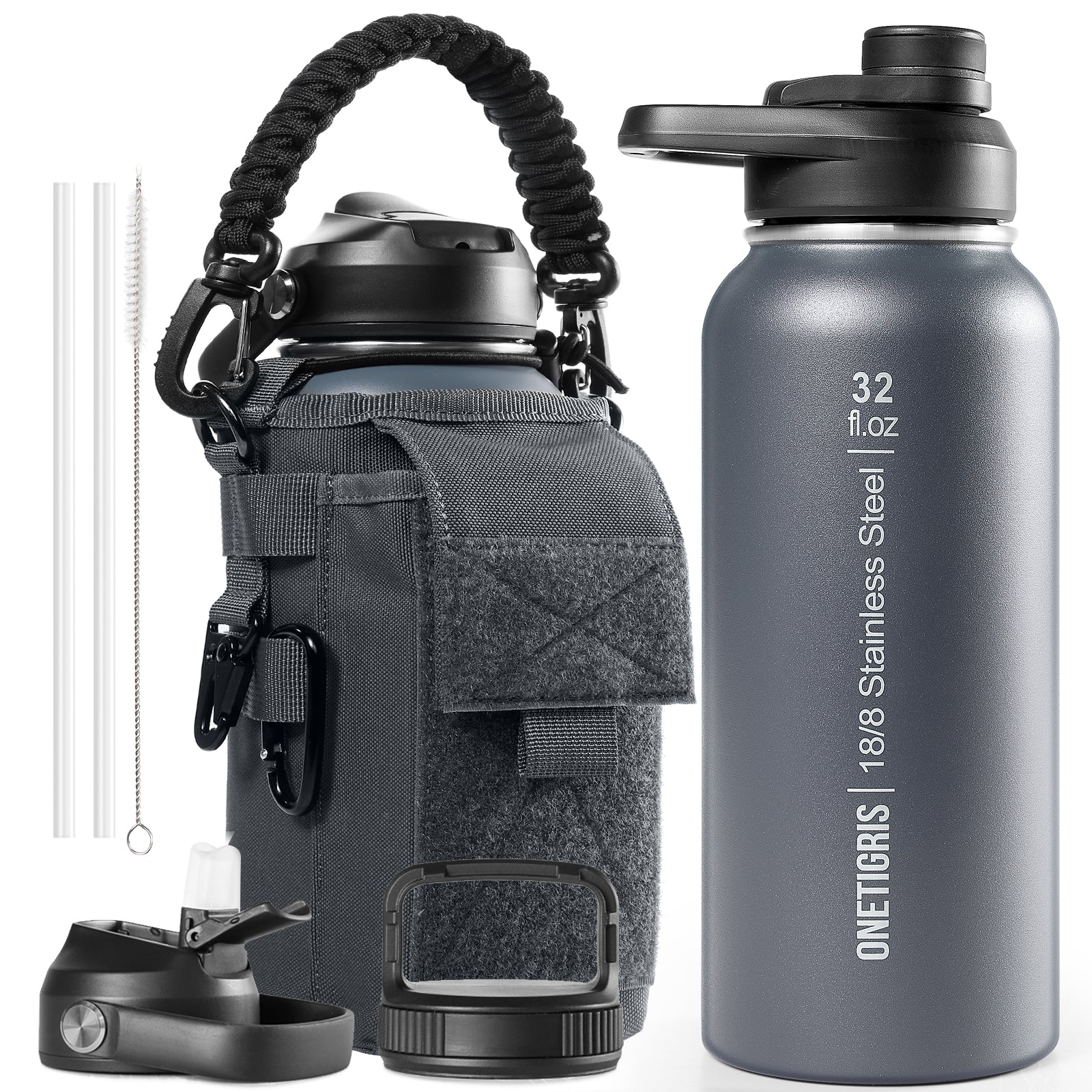 32oz Stainless Steel Insulated Water Bottle with Pouch set