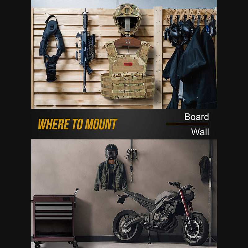 Tactical Gear Wall Mount 05 丨 With Panel rack hook & 40KG Load Capacity