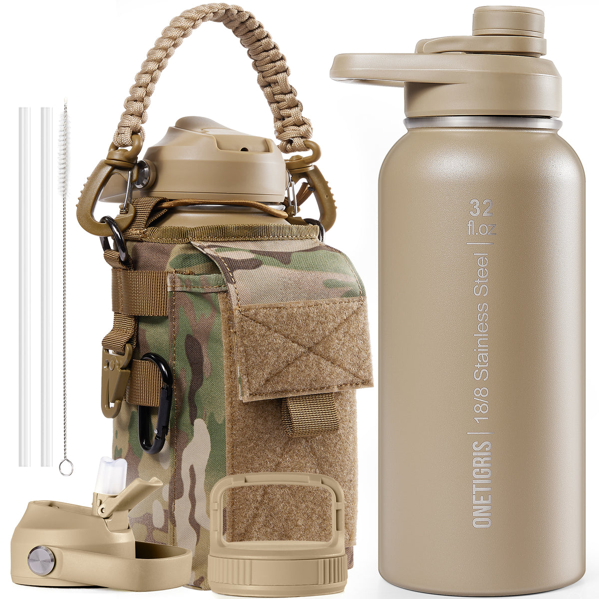 TAS 1L / 32oz Tactical Army Water Bottle - BPA/BPS Free Military-Style Flask