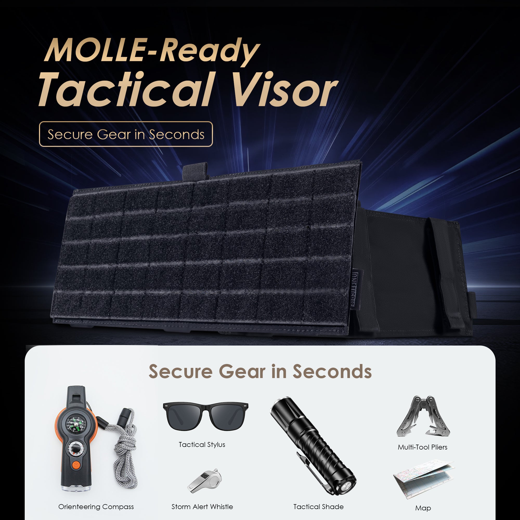 Molle Visor Panel Organizer 03丨 with Single-Mouth Storage Bag&11.8" x 5.3"