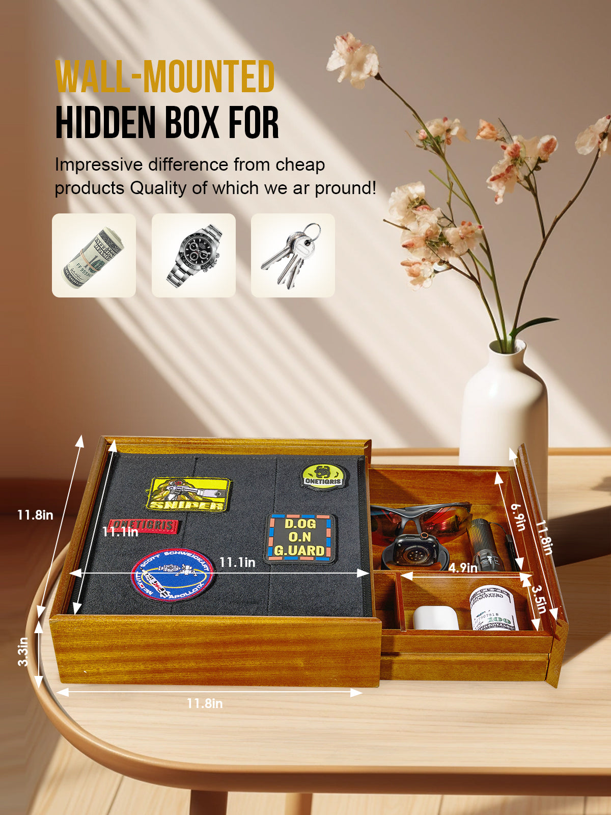 Hidden Gun Storage | Secret Storage with Photo Frame & Patch Display