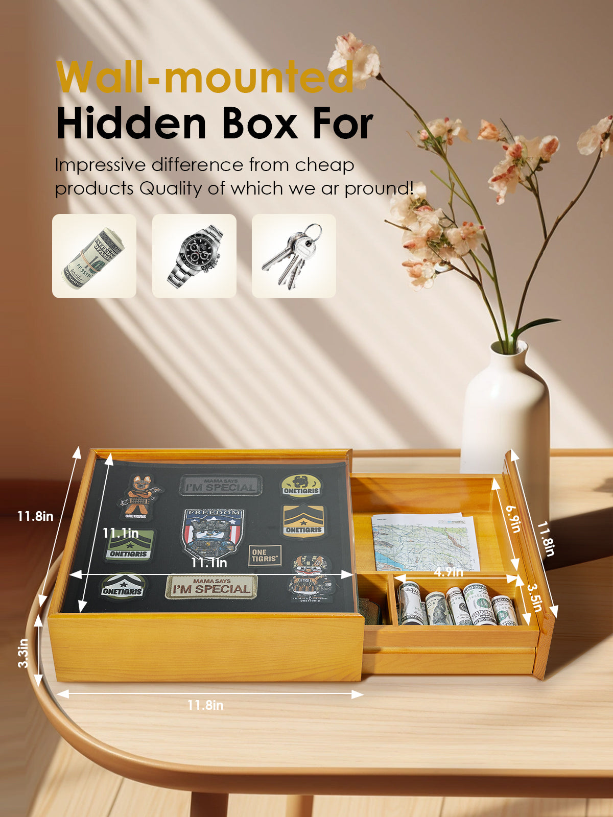 Hidden Gun Storage | Secret Storage with Photo Frame & Patch Display