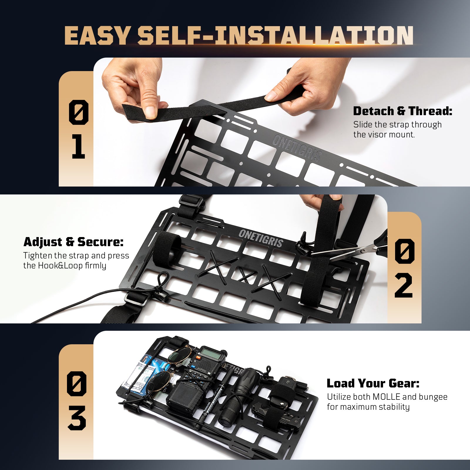 Car Fiberglass MOLLE Panel  Visor Organizer 丨Space-saving & easy installation