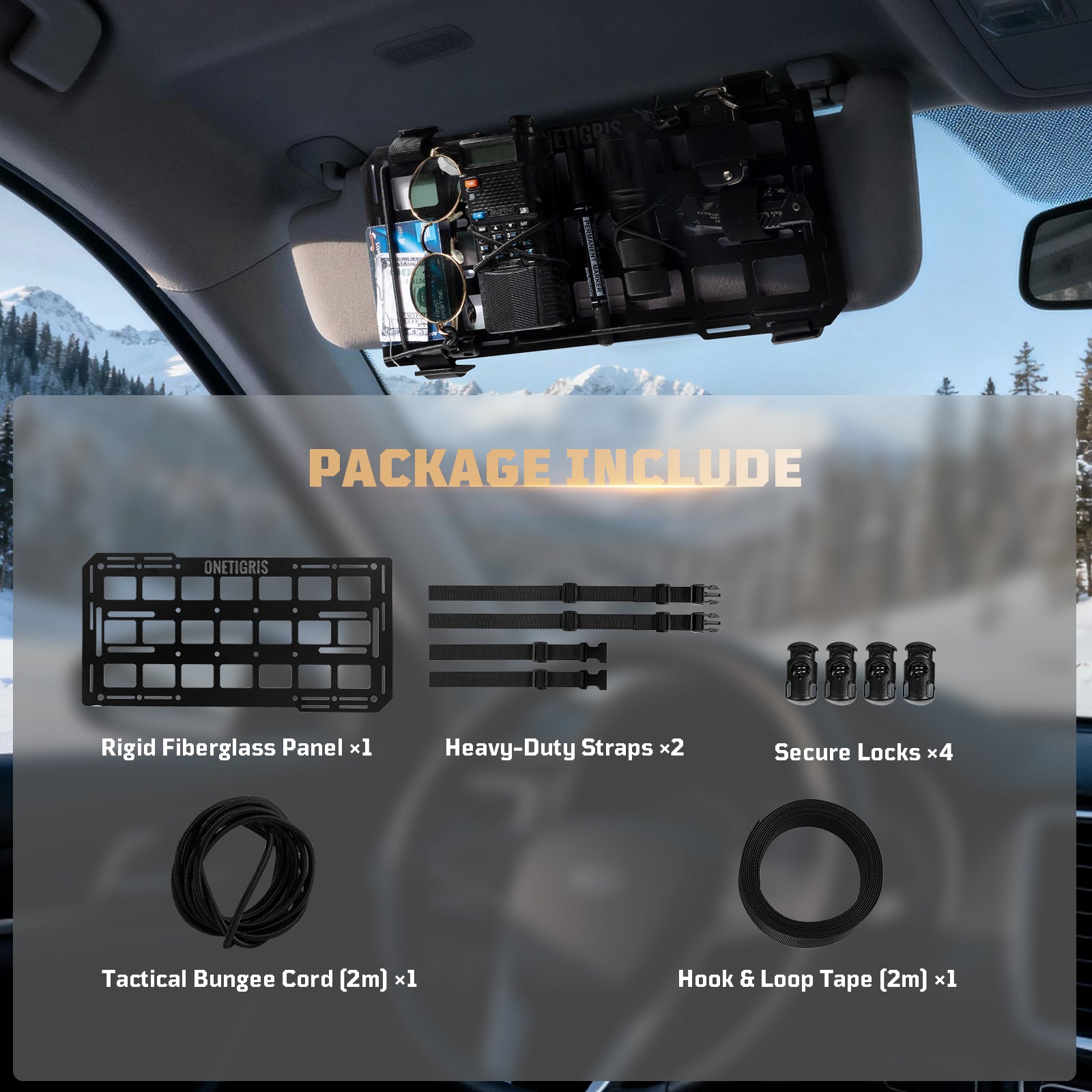 Car Fiberglass MOLLE Panel  Visor Organizer 丨Space-saving & easy installation