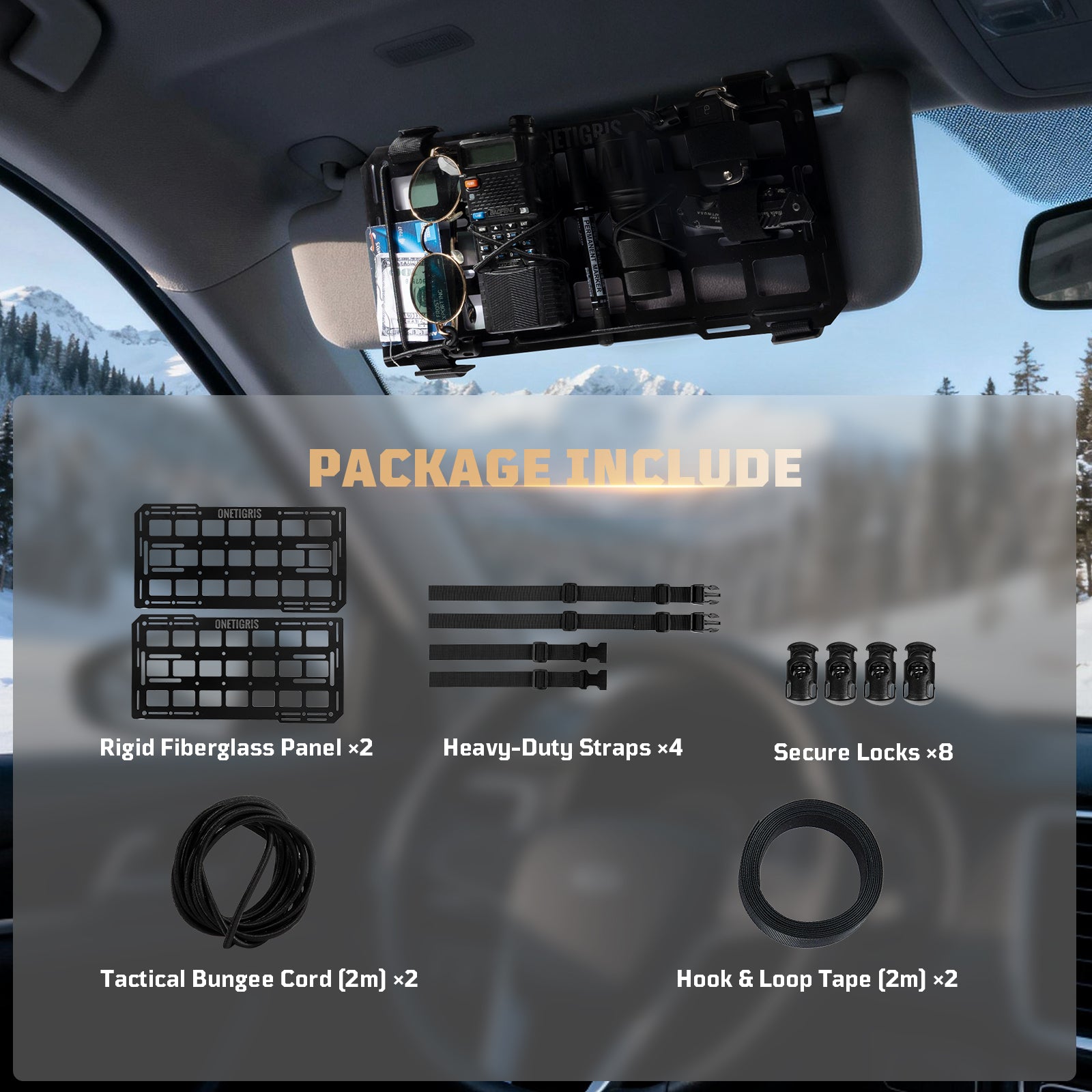 Car Fiberglass MOLLE Panel  Visor Organizer 丨Space-saving & easy installation