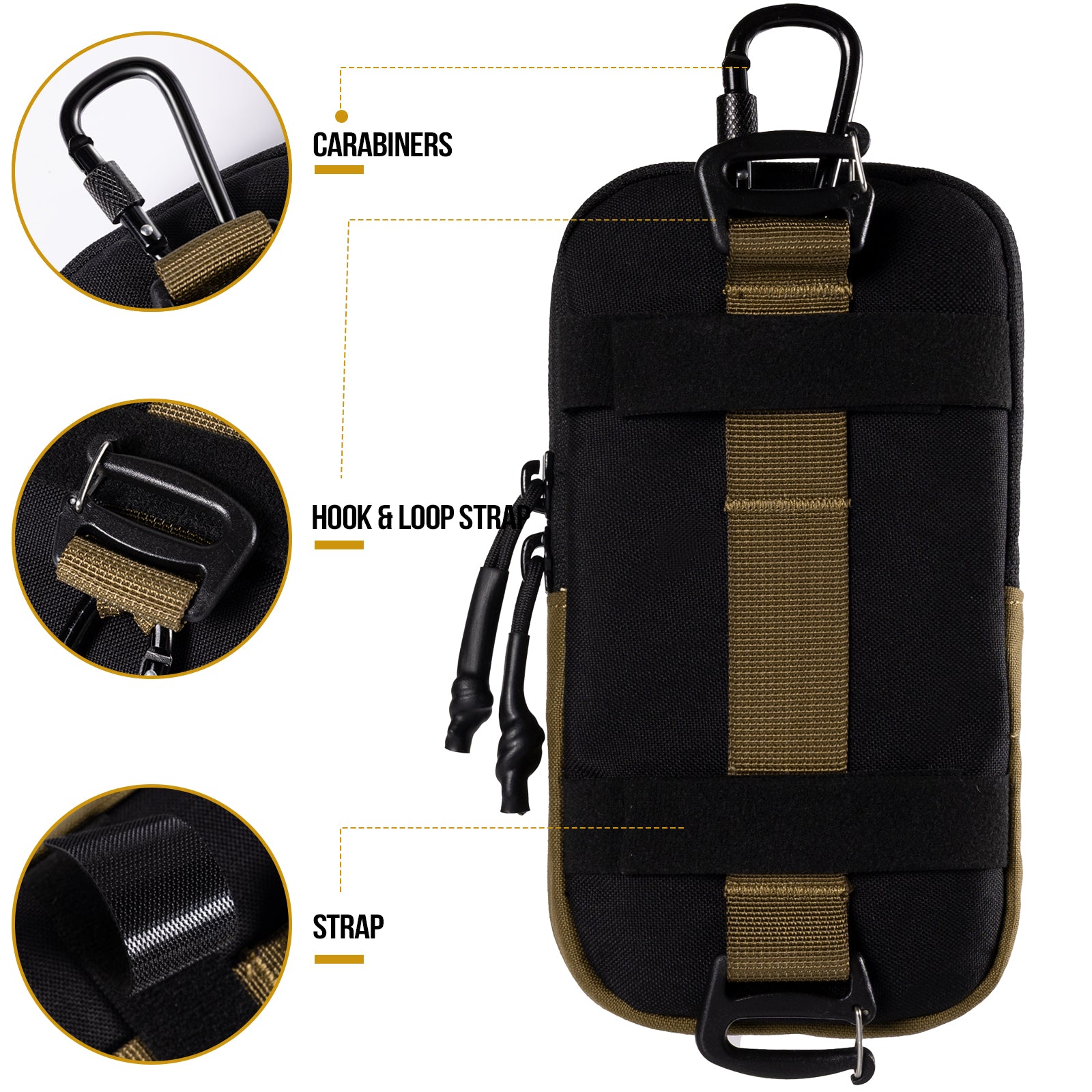 MOLLE Phone Pouch 丨 Heavy-duty carabiners & YKK zippers