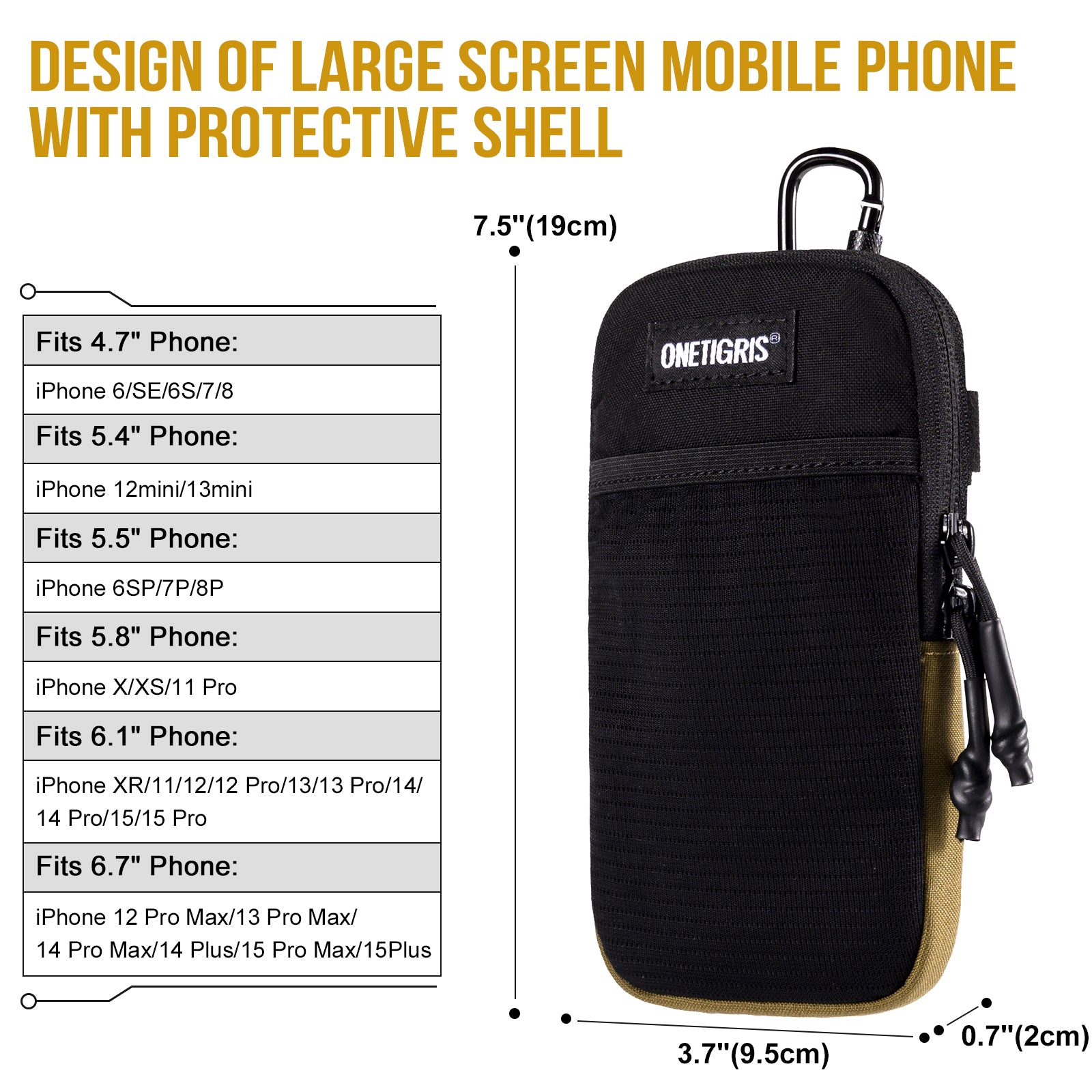 MOLLE Phone Pouch 丨 Heavy-duty carabiners & YKK zippers