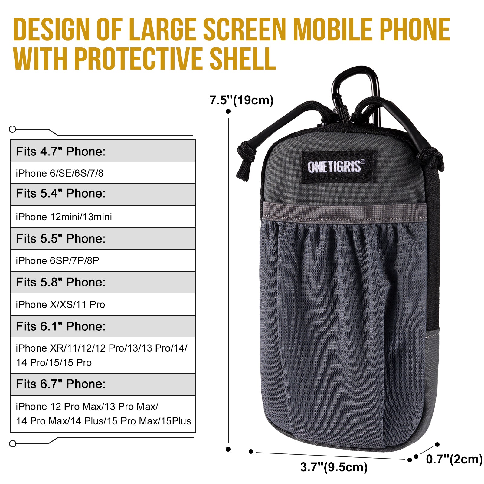 MOLLE Phone Pouch 丨 Heavy-duty carabiners & YKK zippers