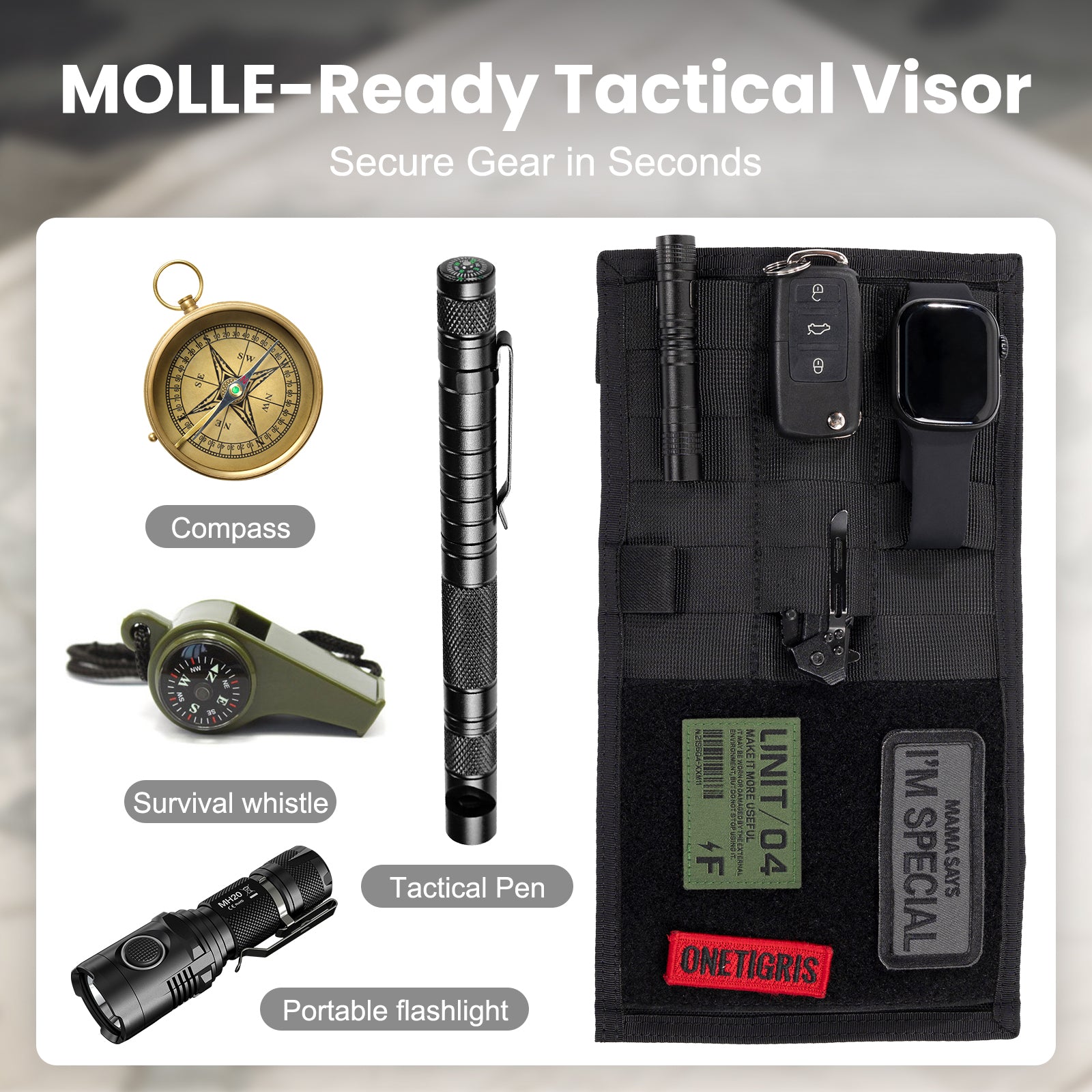 Molle Visor Panel Organizer 02丨 with Single-Mouth Storage Bag&11.8" x 6.3"
