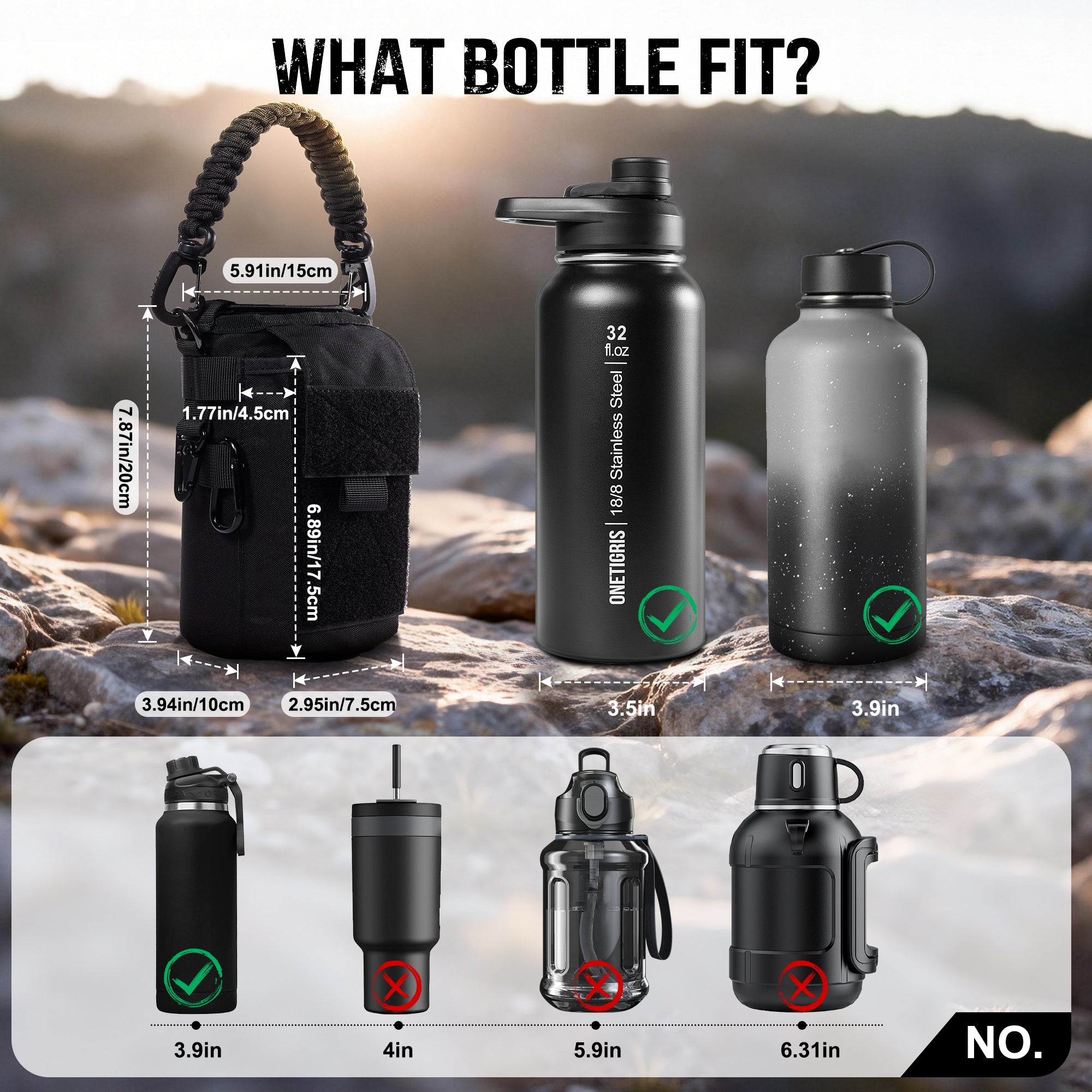 32oz Water Bottle Sleeve 13 | Multi-Functional & Compact and Portable