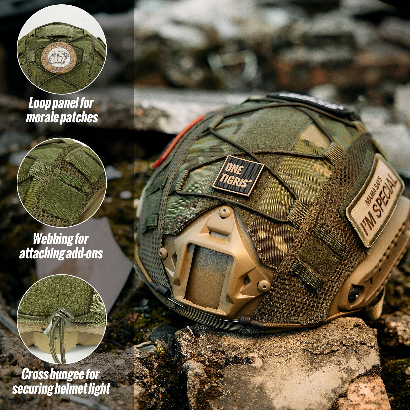 Tactical Helmet Cover 06 丨With patch set & MOLLE system