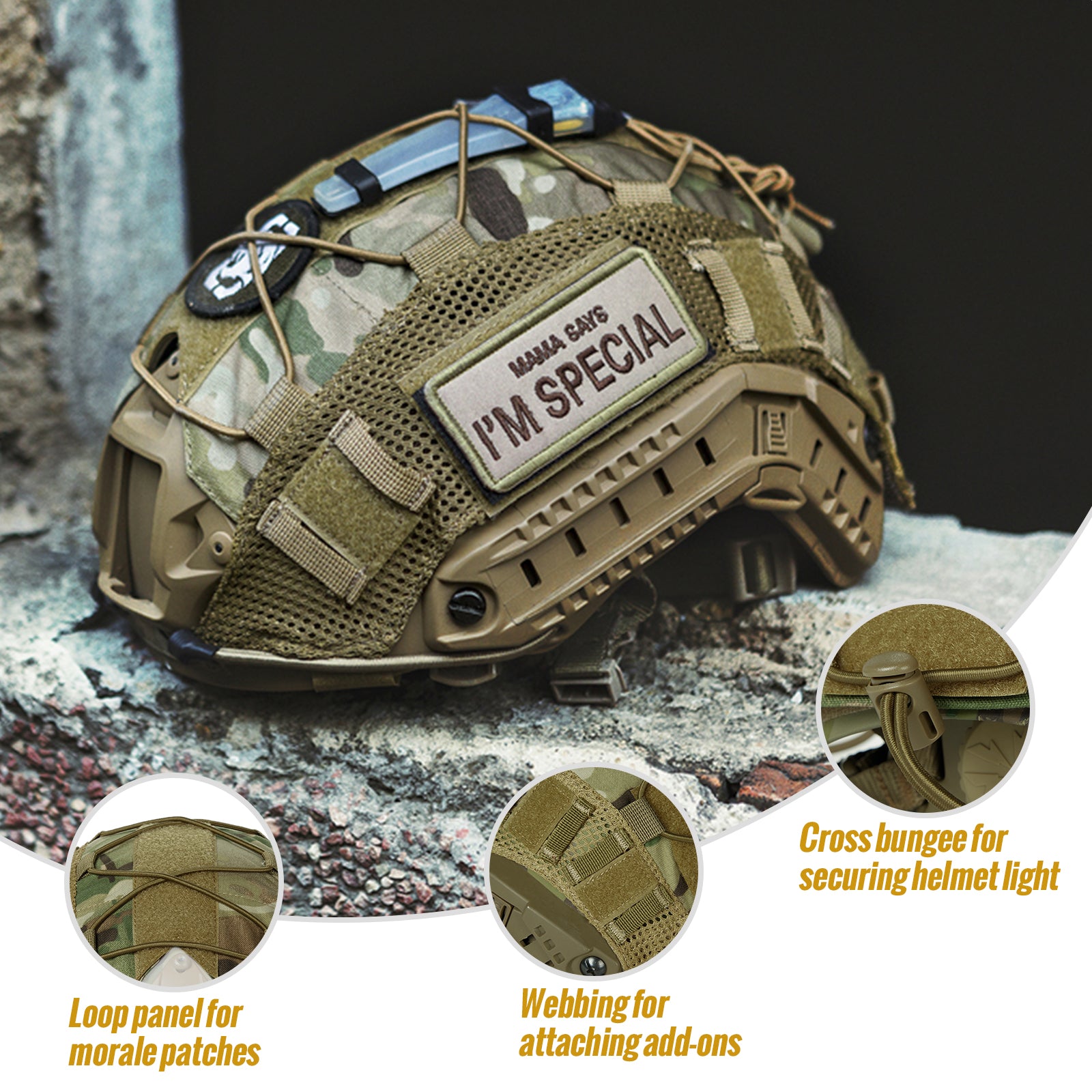 Tactical Helmet Cover 11丨Fit for Ops-Core Fast PJ Helmet &With patch