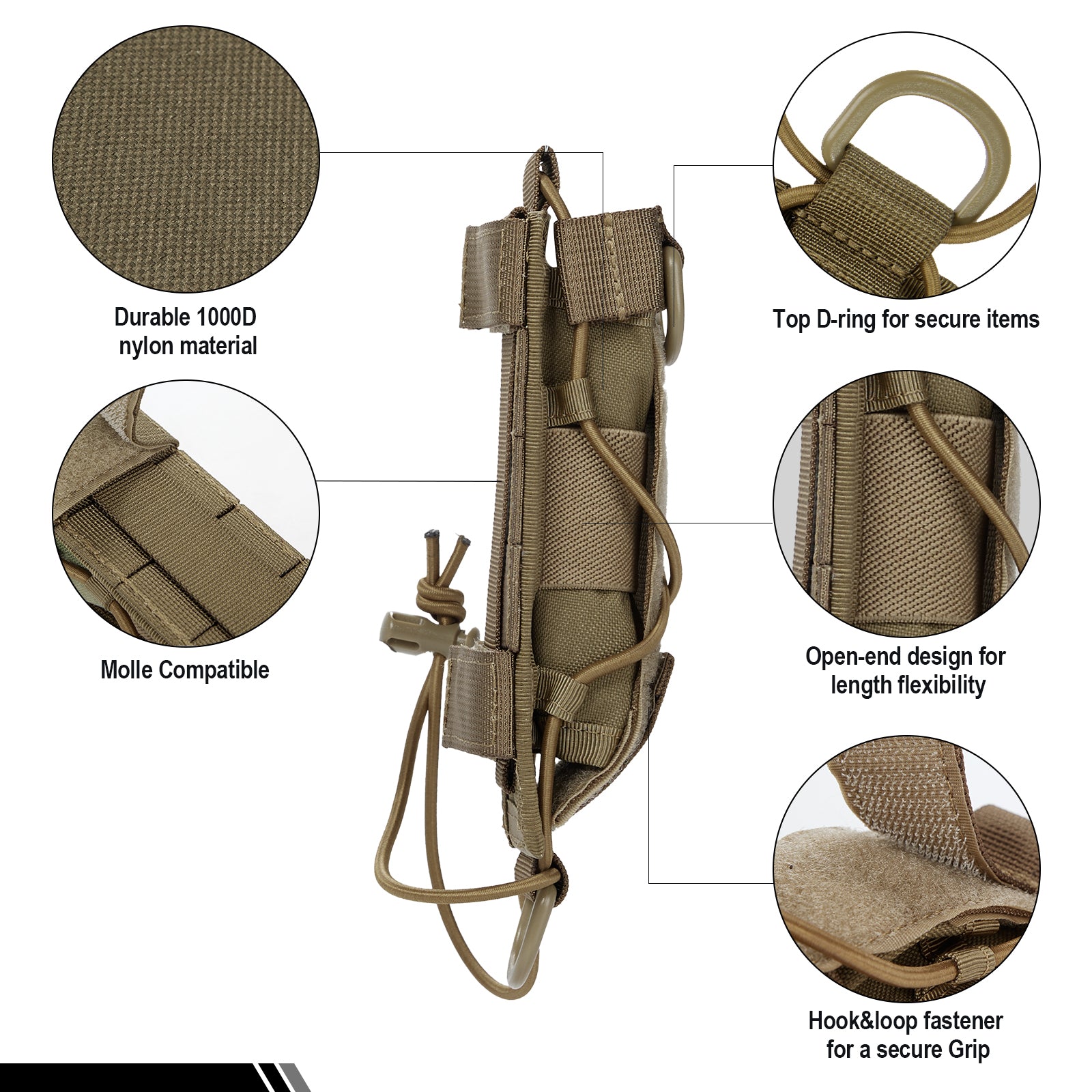 Flashlight Pouch 04 丨 MOLLE System & Adjustable Size
