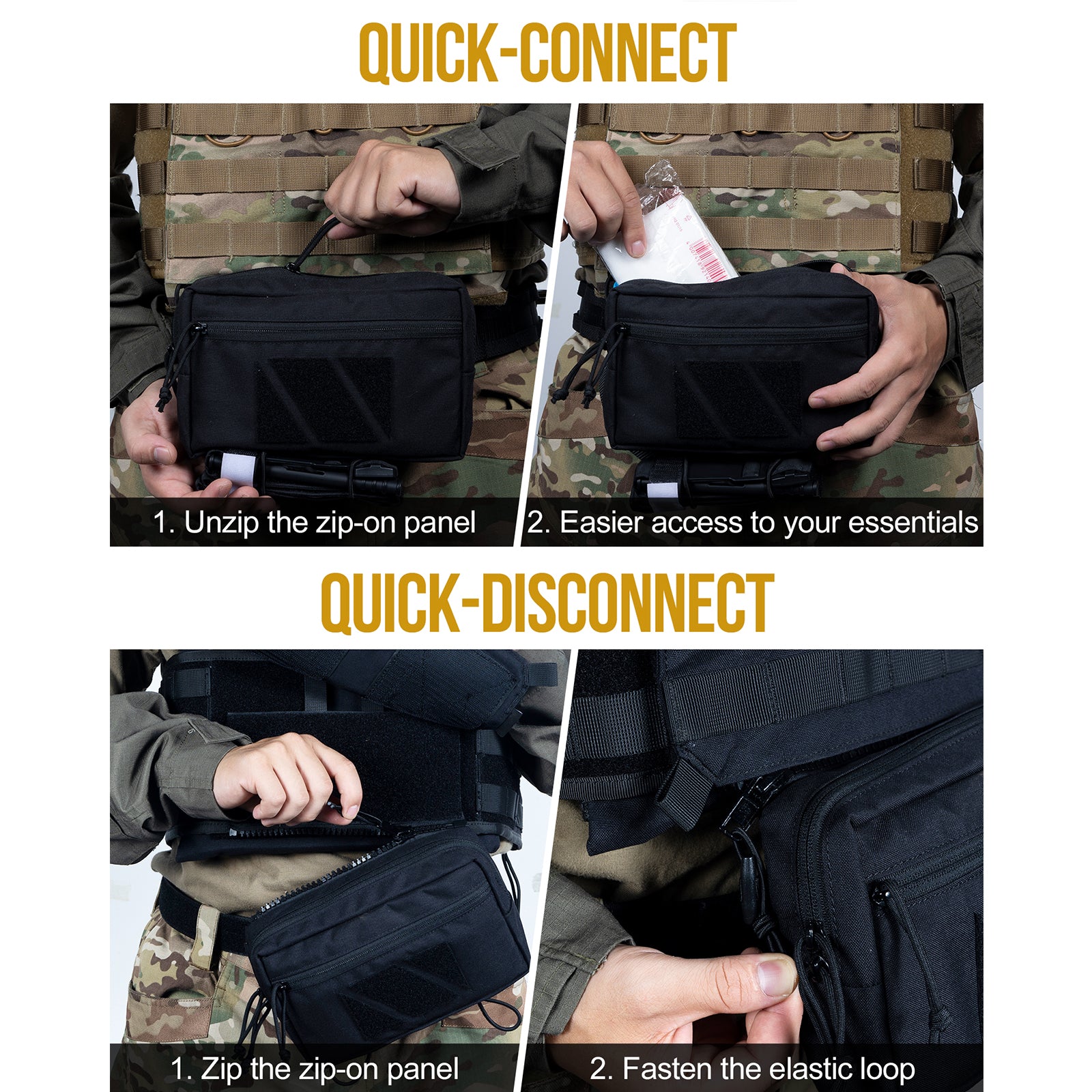 Tactical PLUS1 Drop Pouch 丨with Hook and Loop Panel&for Vest Chest Rig Plate Carrier