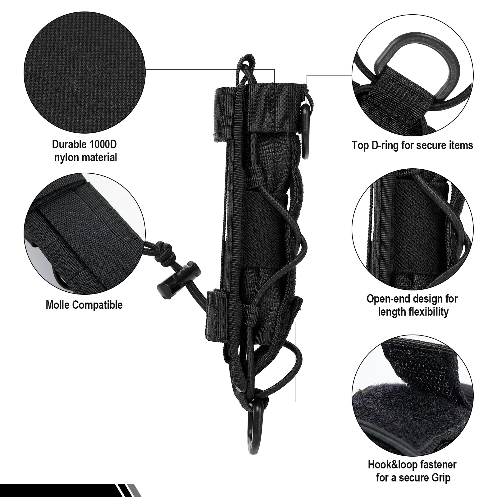 Flashlight Pouch 04 丨 MOLLE System & Adjustable Size