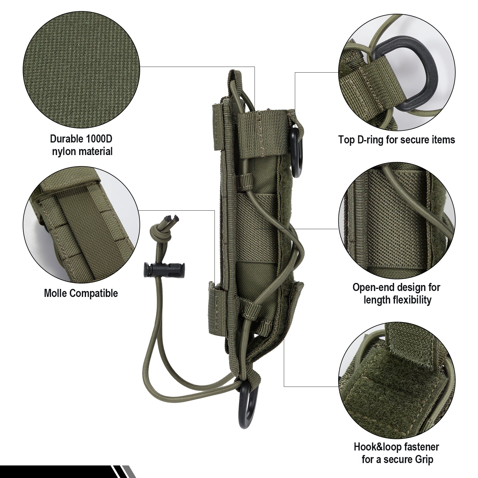 Flashlight Pouch 04 丨 MOLLE System & Adjustable Size