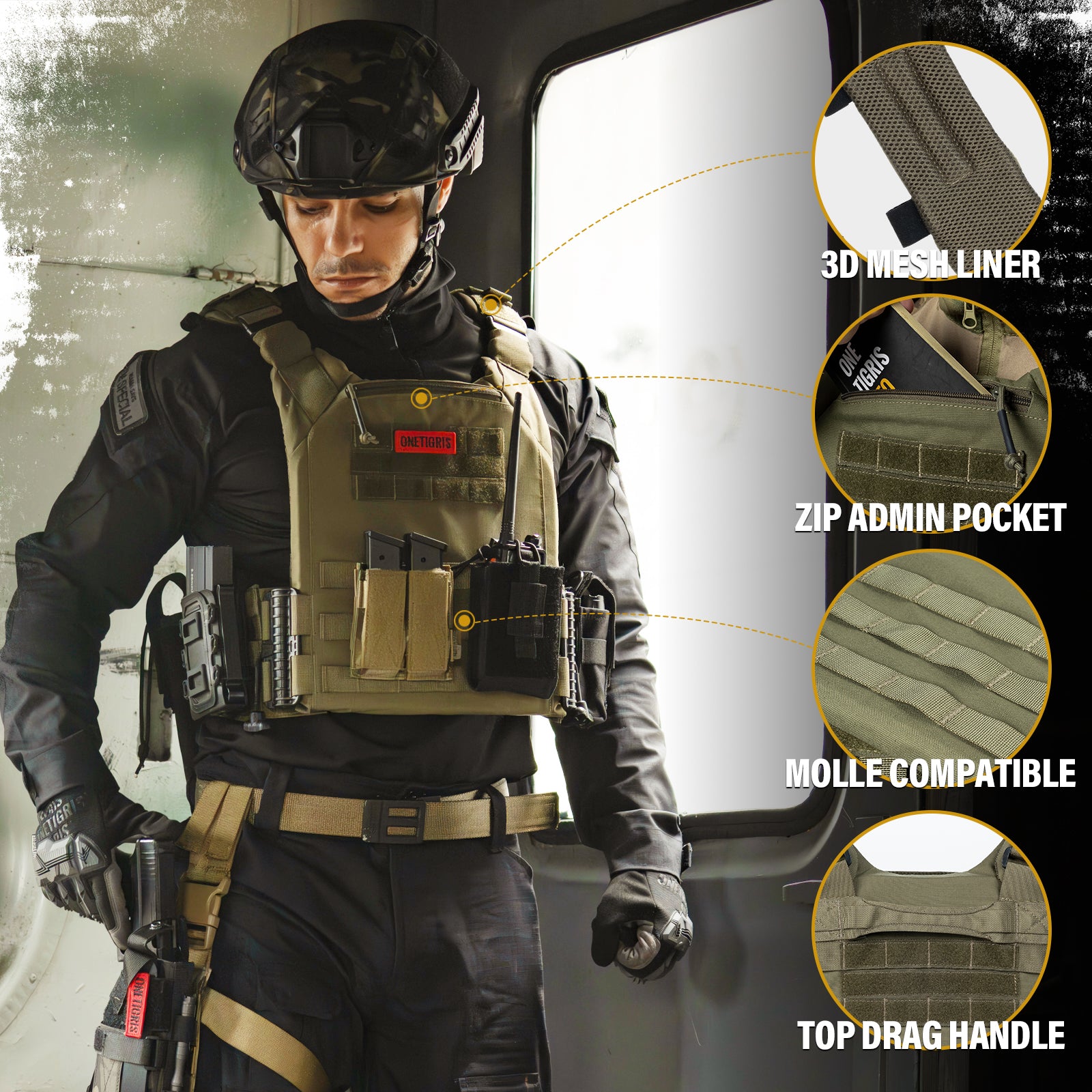 FYR Tactical Vest 丨 MOLLE System & Adjustable Size