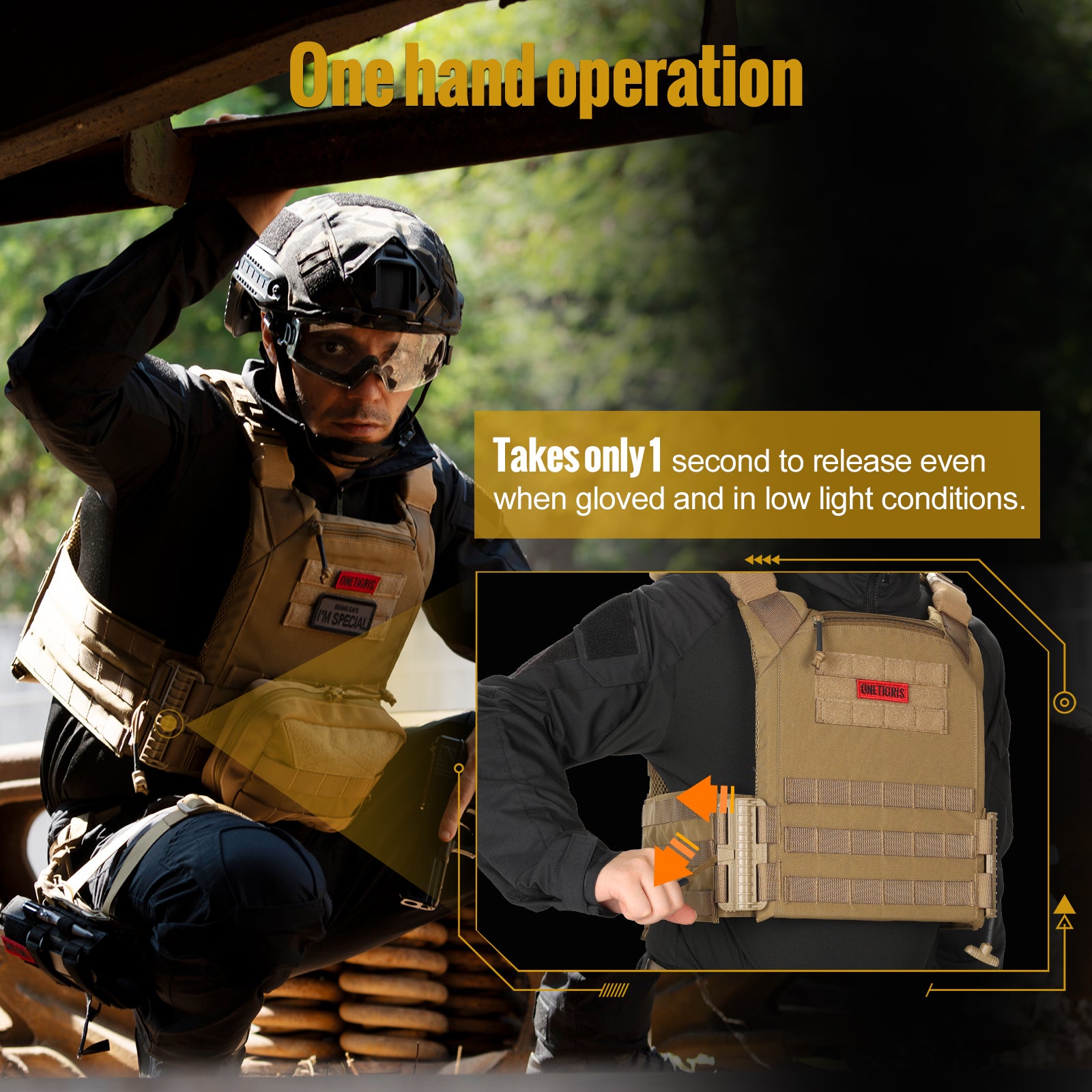 FYR Tactical Vest 丨 MOLLE System & Adjustable Size