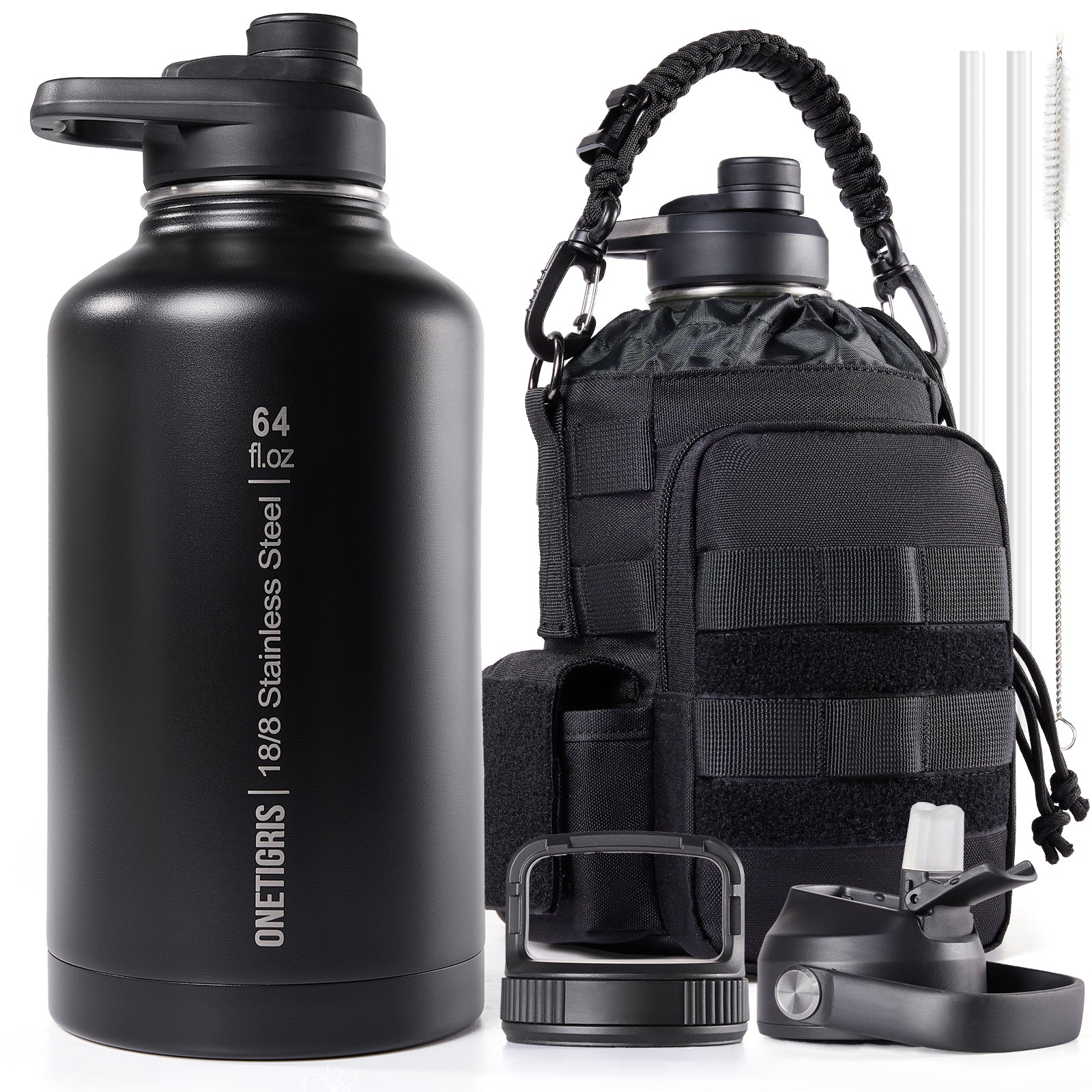 64oz Stainless Steel Insulated Water Bottle with Pouch set
