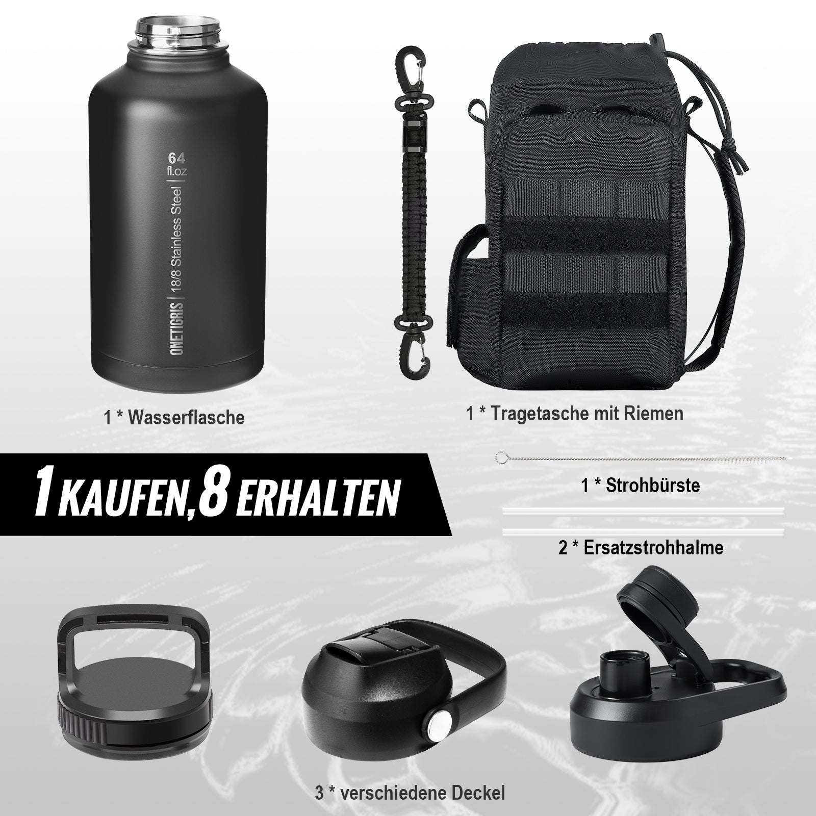 OneTigris Father's Day Tactical Gift Set B | 64oz Water Bottle + Phone Pouch + Glasses Case + Limited Edition Patch + Handwritten Card