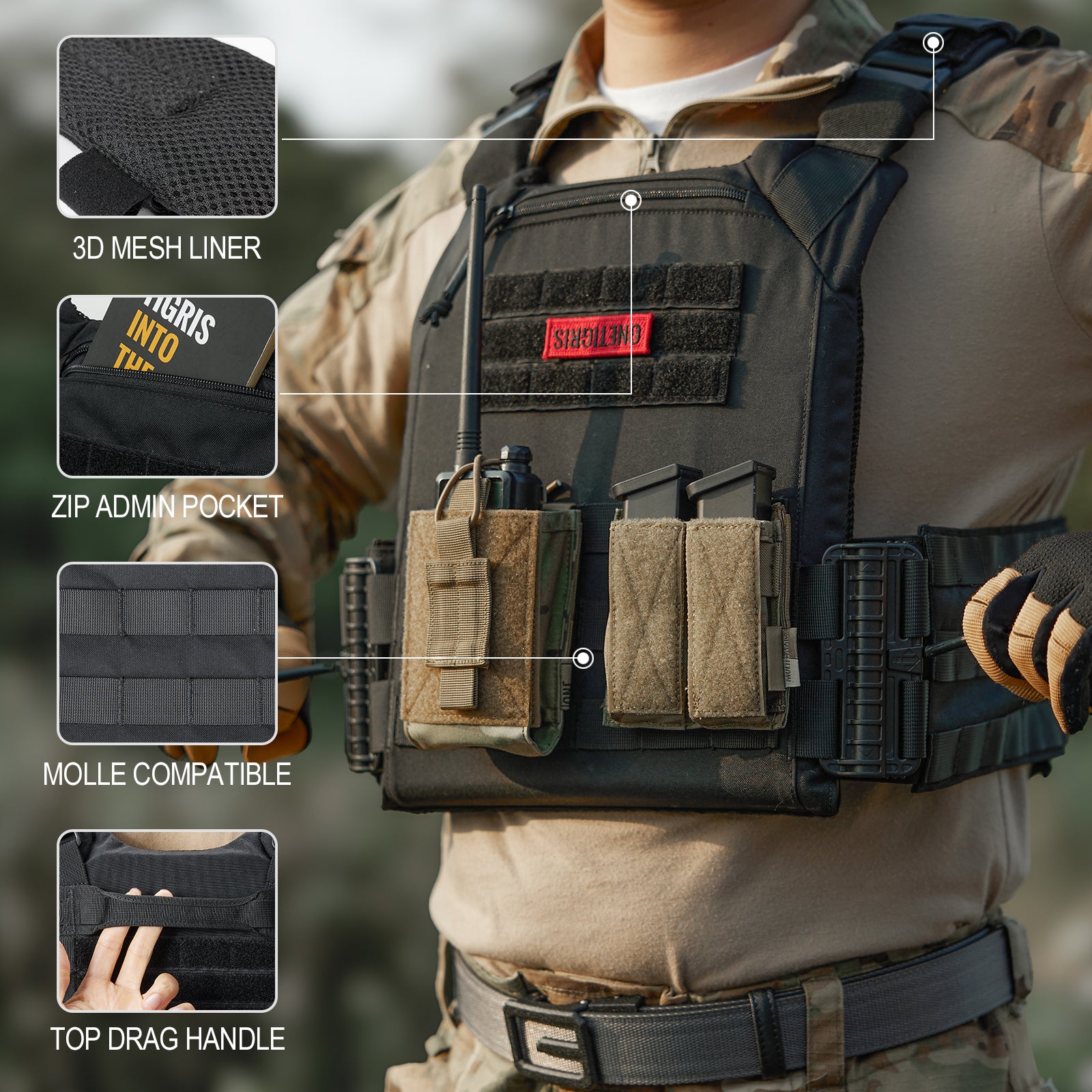 FYR Tactical Vest 丨 MOLLE System & Adjustable Size