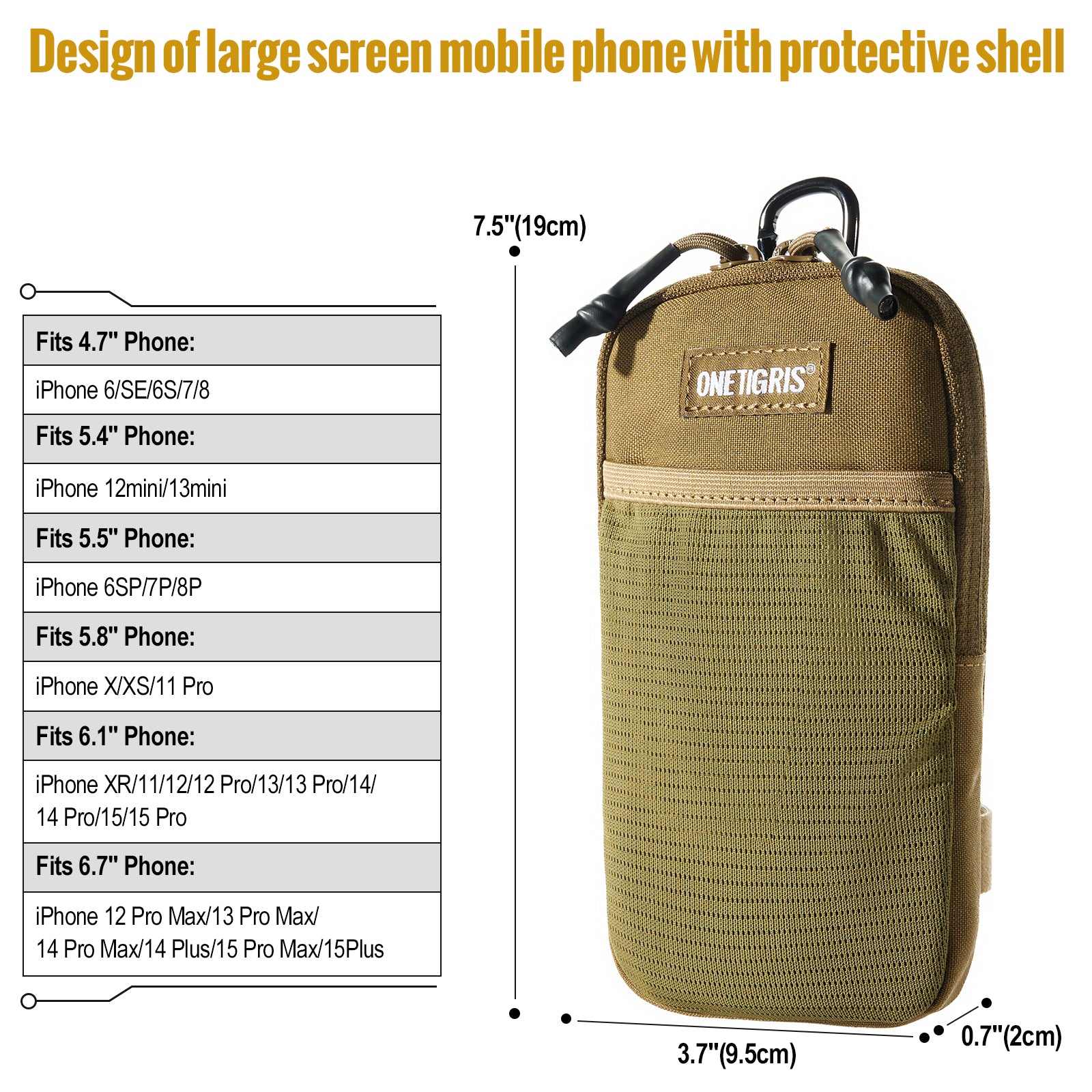 MOLLE Phone Pouch 丨 Heavy-duty carabiners & YKK zippers