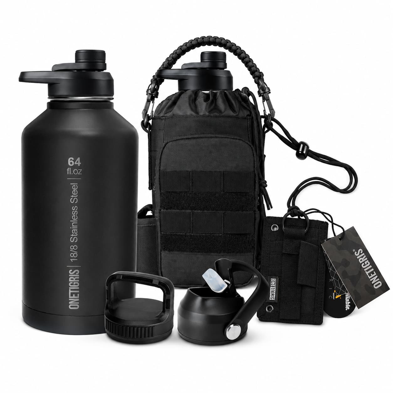 64oz Tactical Water Bottle Set + ID Badge Holder | Bundle & Save 12% — Free Shipping