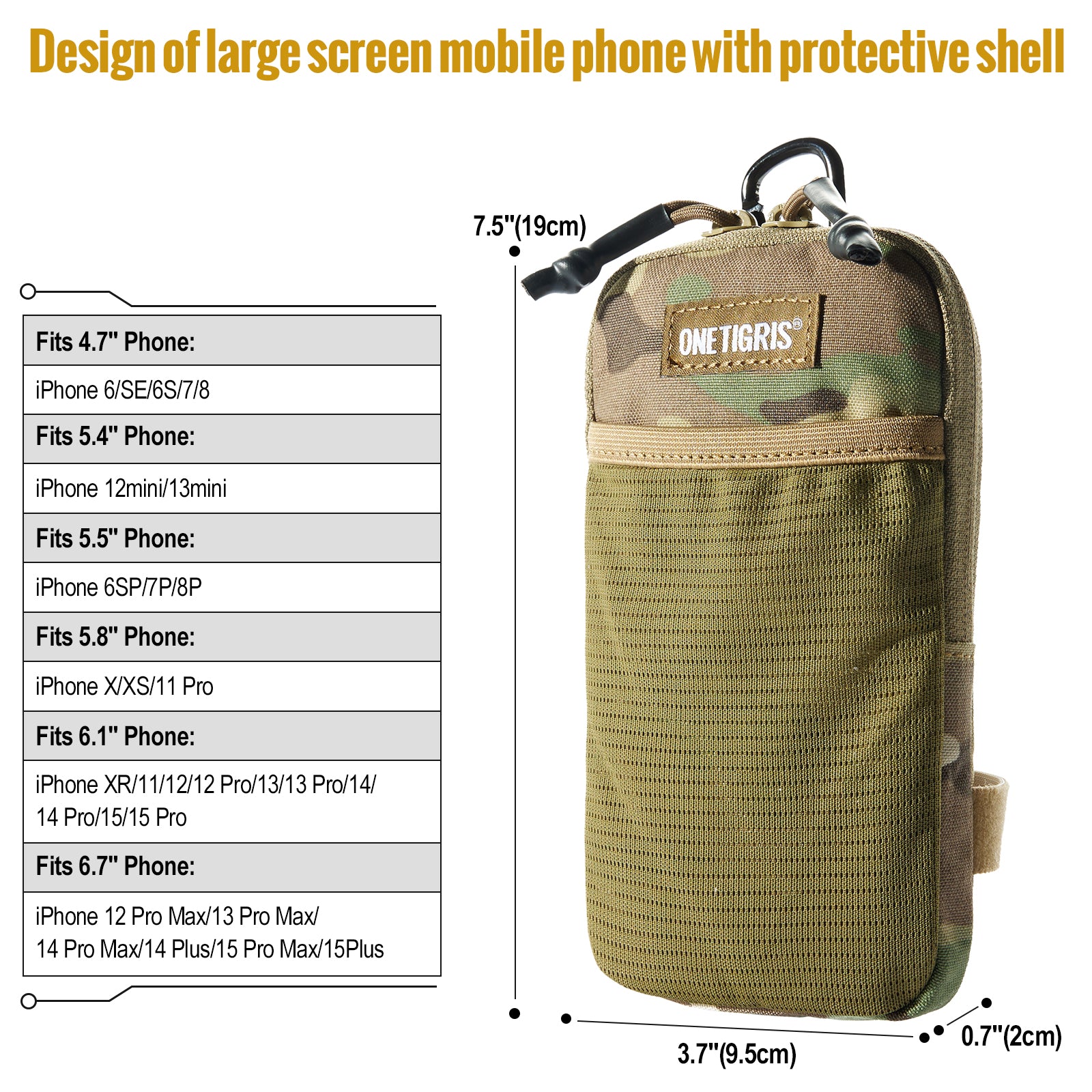 MOLLE Phone Pouch 丨 Heavy-duty carabiners & YKK zippers