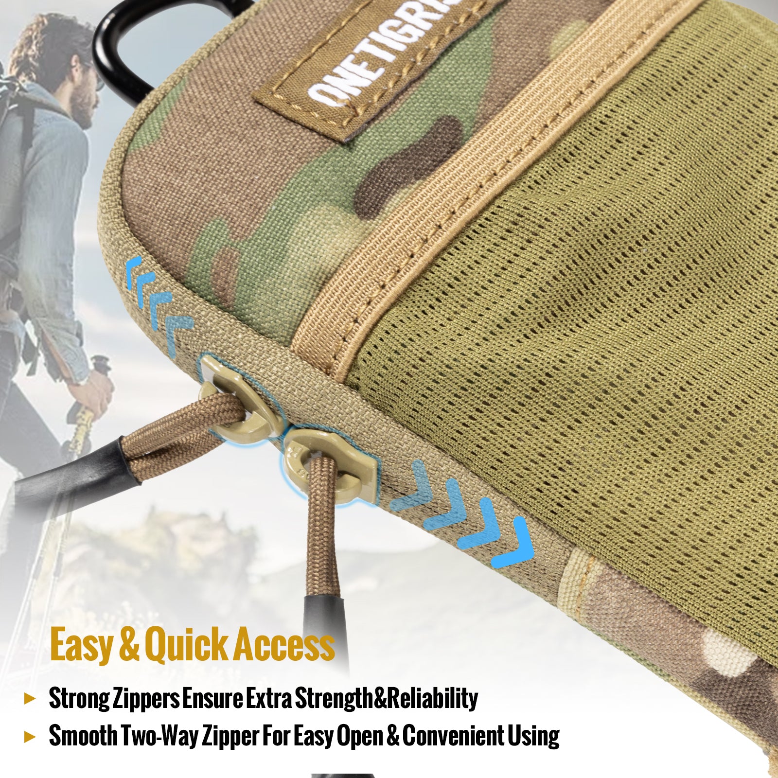 MOLLE Phone Pouch 丨 Heavy-duty carabiners & YKK zippers