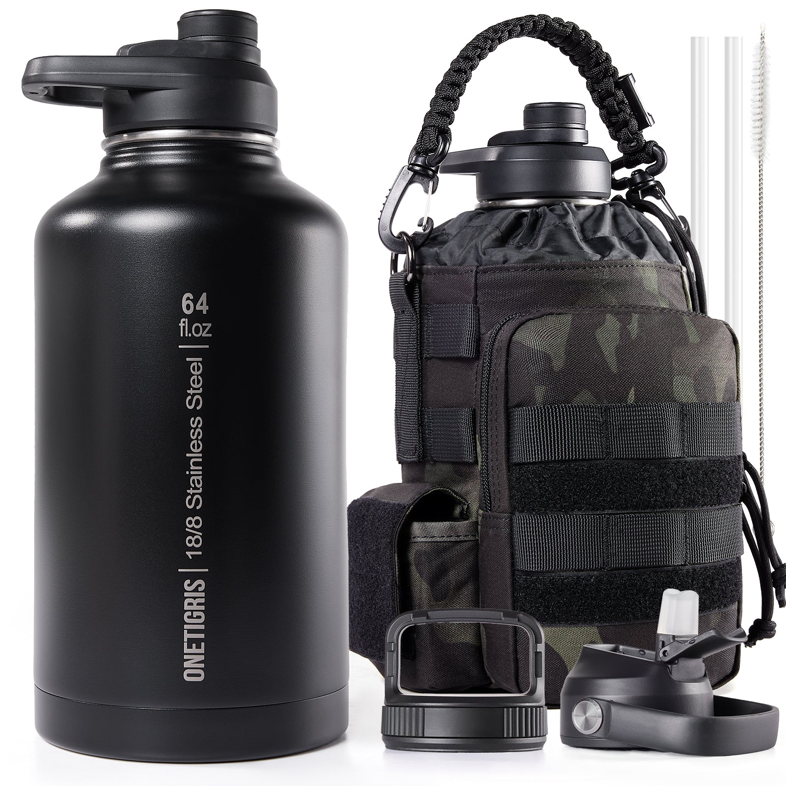 64oz Stainless Steel Insulated Water Bottle with Pouch set