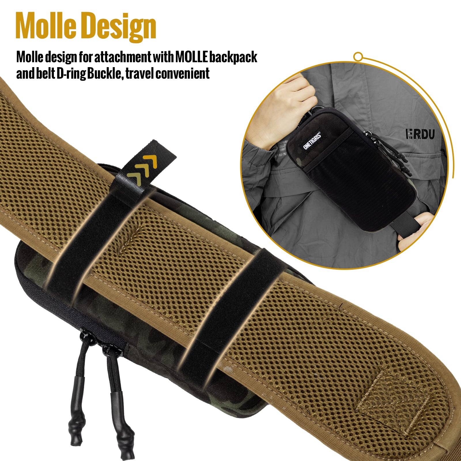 MOLLE Phone Pouch 丨 Heavy-duty carabiners & YKK zippers