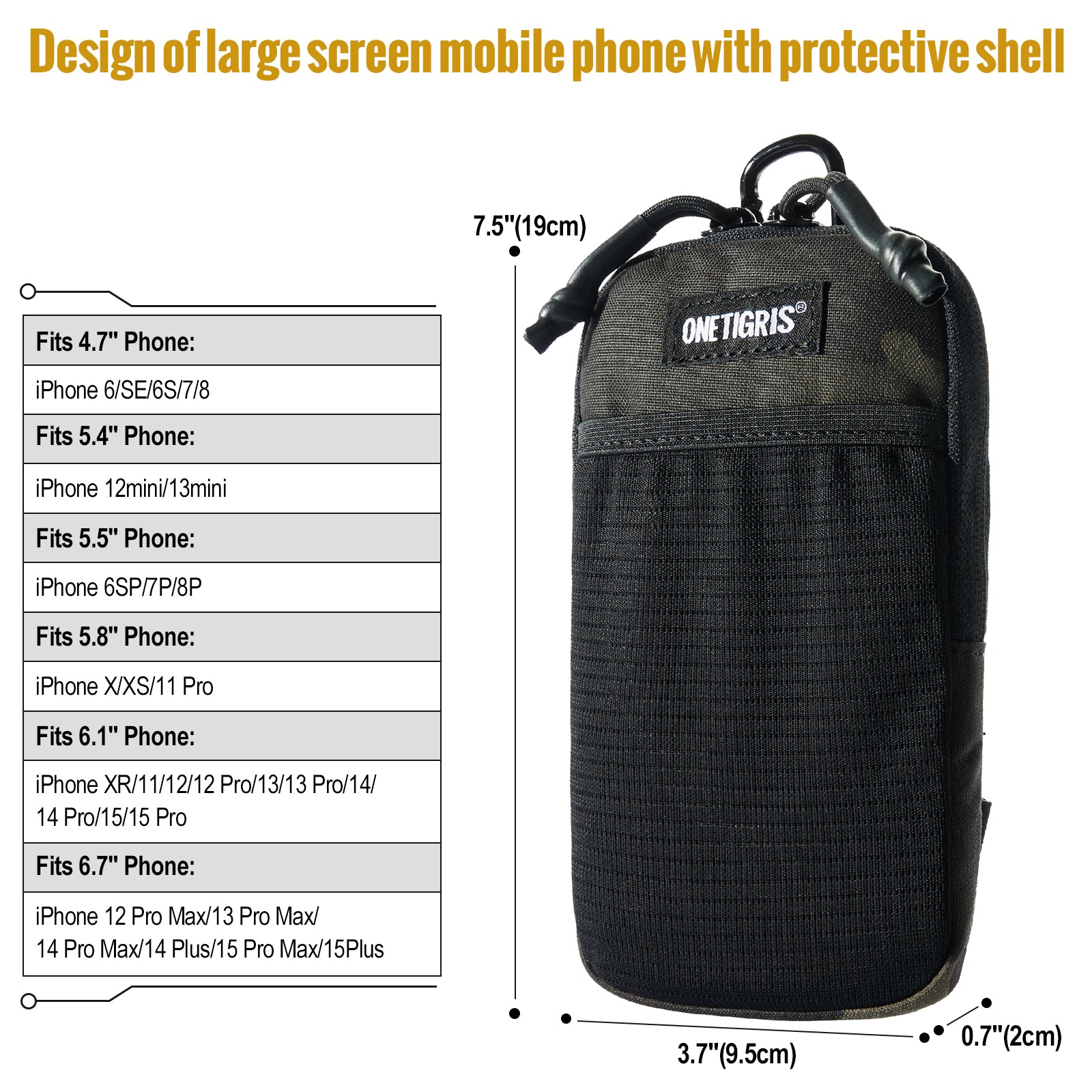MOLLE Phone Pouch 丨 Heavy-duty carabiners & YKK zippers