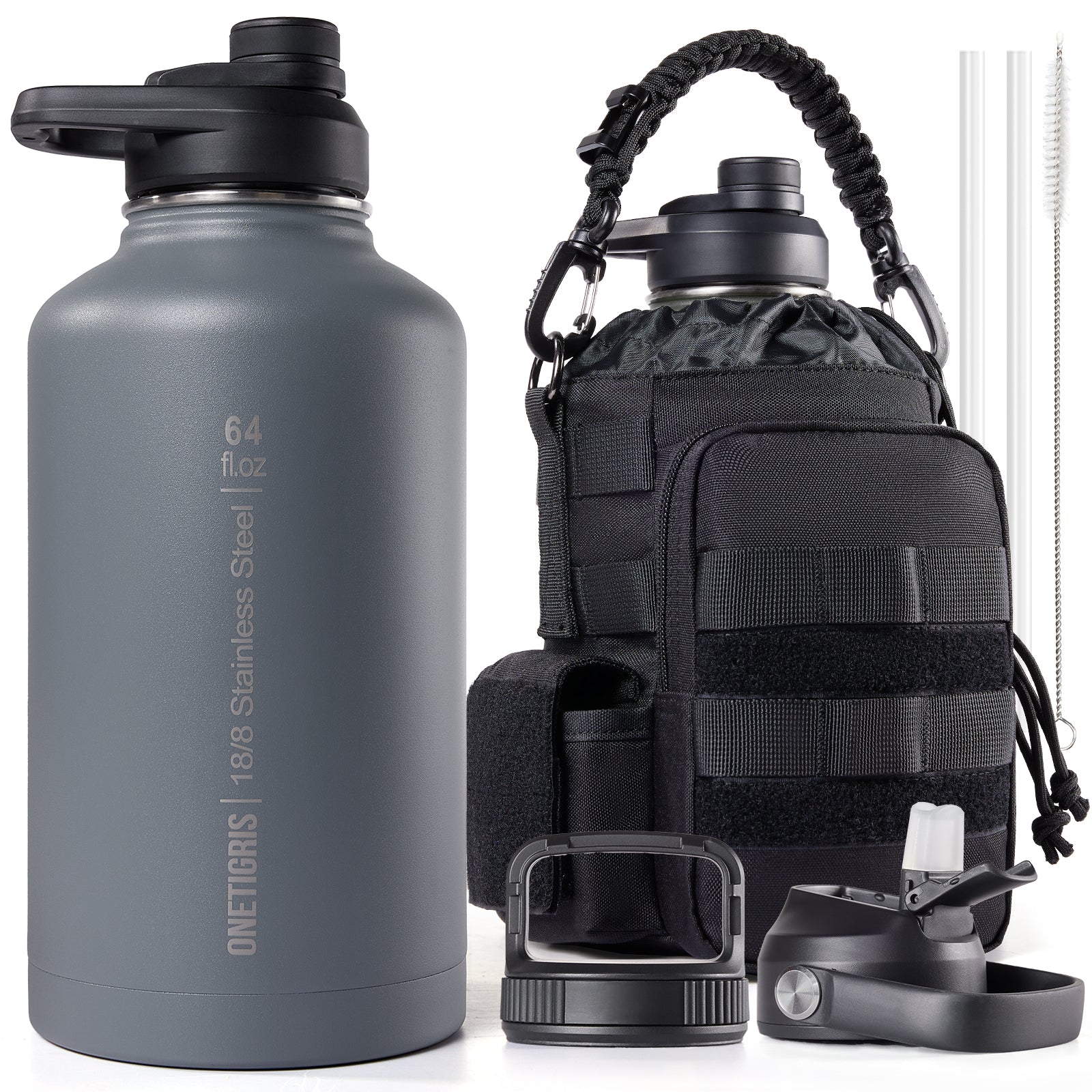 64oz Stainless Steel Insulated Water Bottle with Pouch set