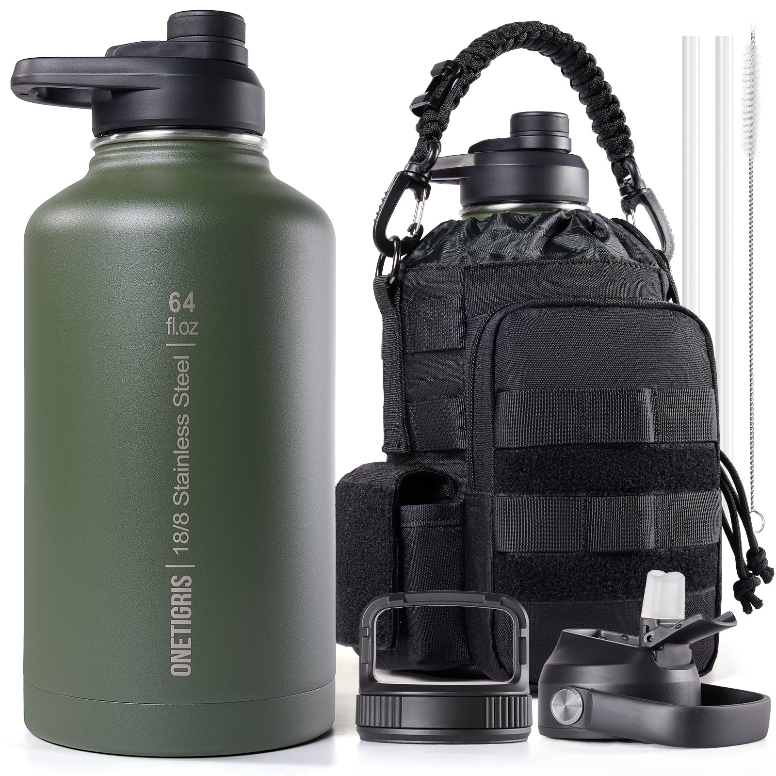 64oz Stainless Steel Insulated Water Bottle with Pouch set