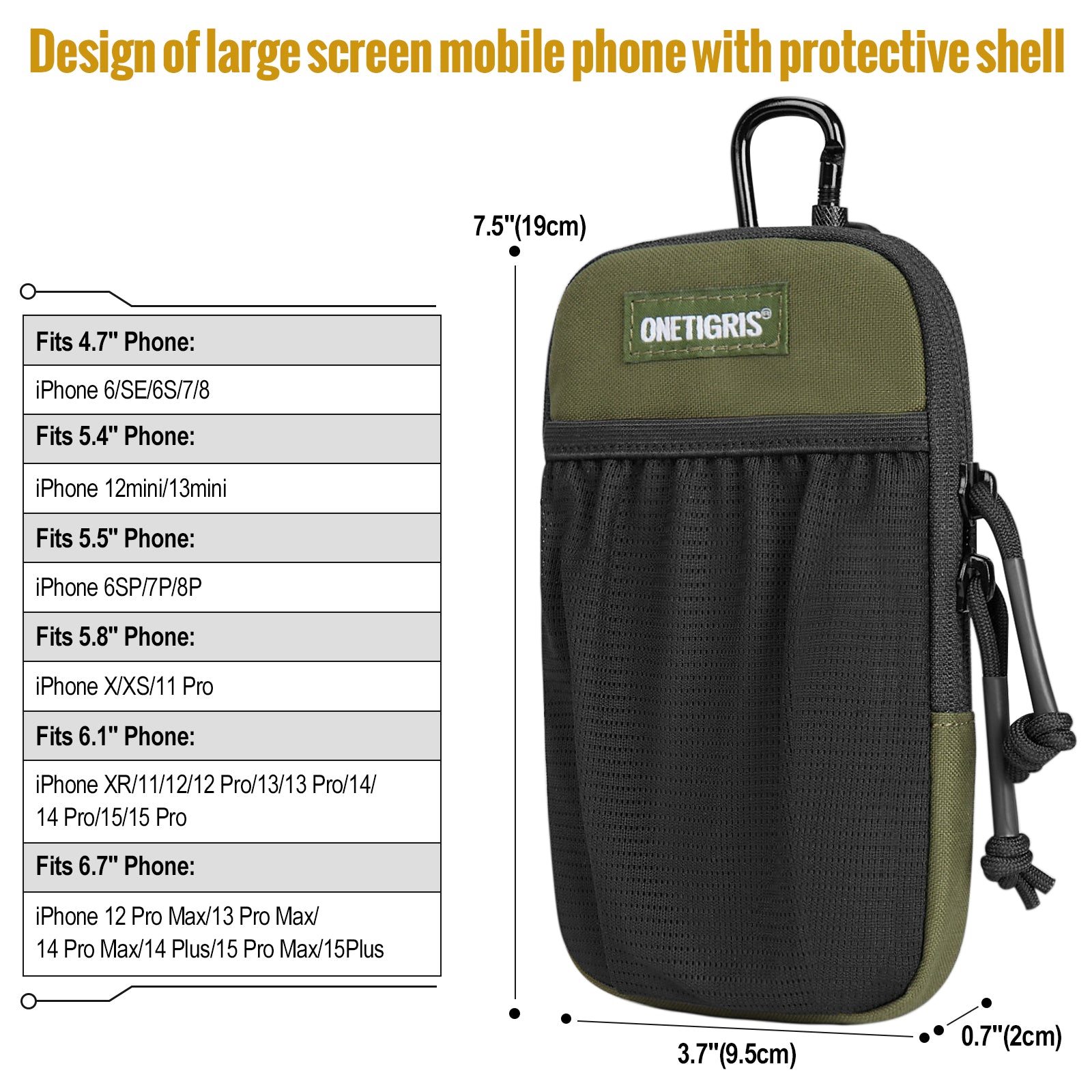 MOLLE Phone Pouch 丨 Heavy-duty carabiners & YKK zippers