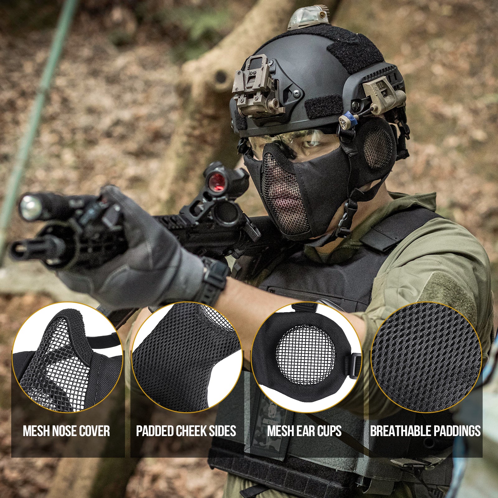 RAGE Airsoft Mask 05 丨 With Ear protection & foldable