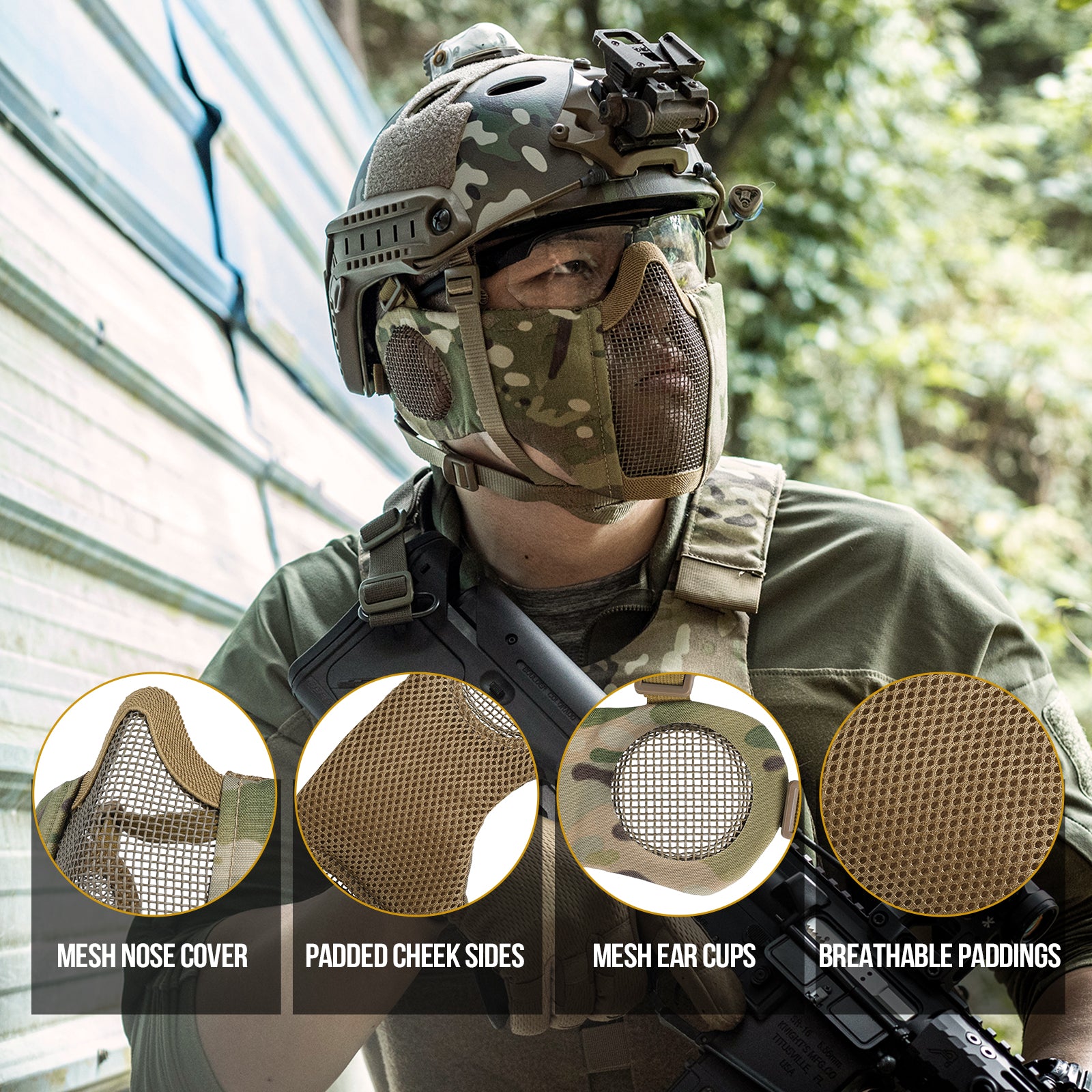 RAGE Airsoft Mask 05 丨 With Ear protection & foldable