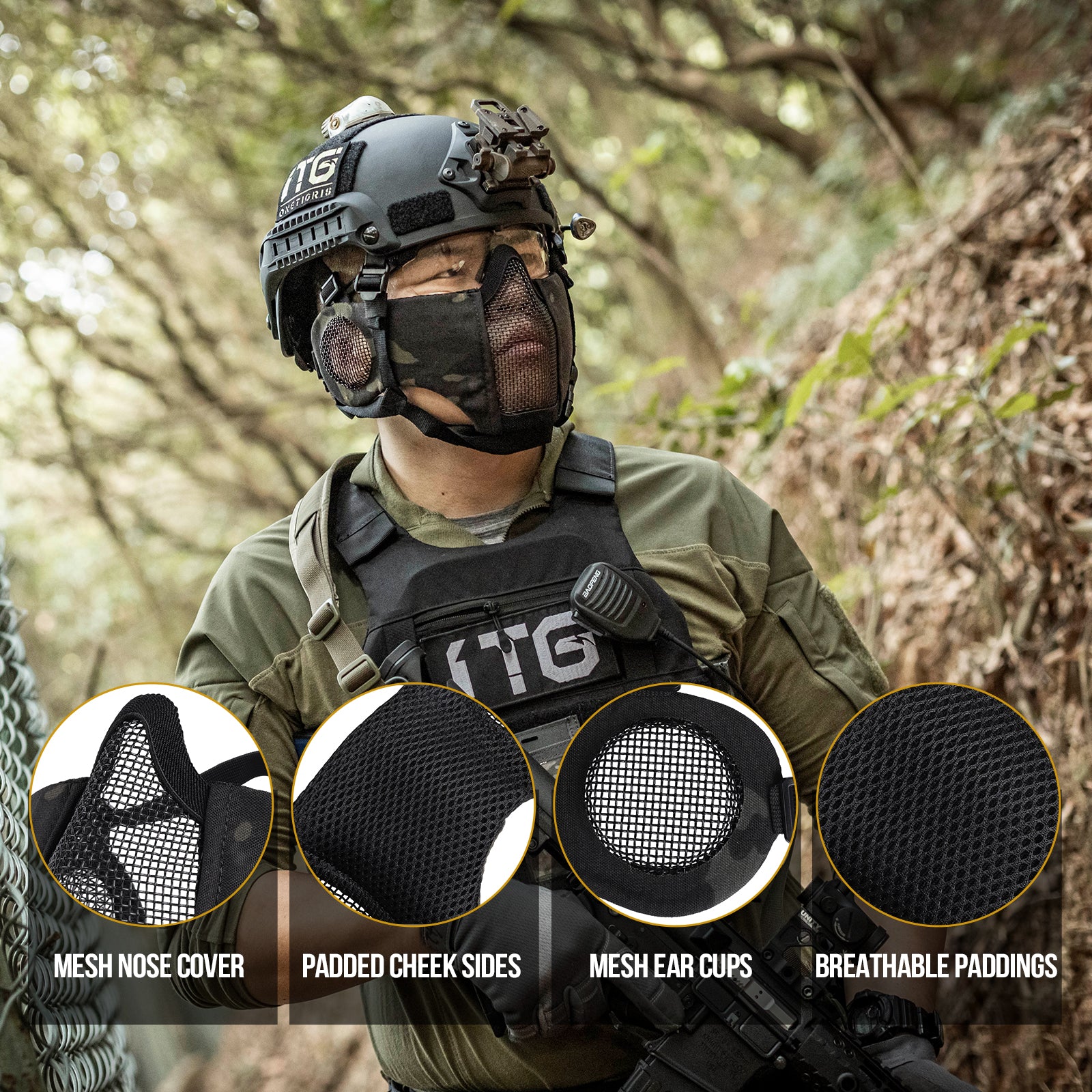 RAGE Airsoft Mask 05 丨 With Ear protection & foldable
