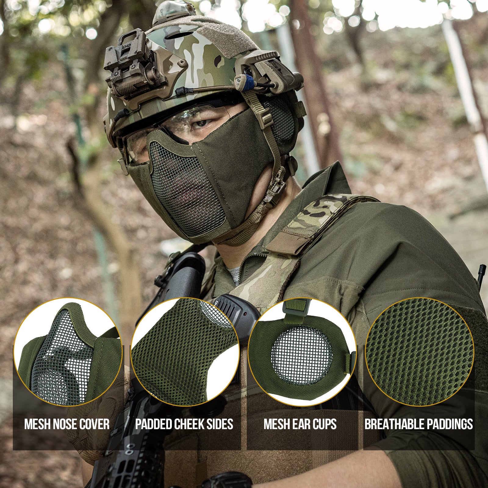 RAGE Airsoft Mask 05 丨 With Ear protection & foldable