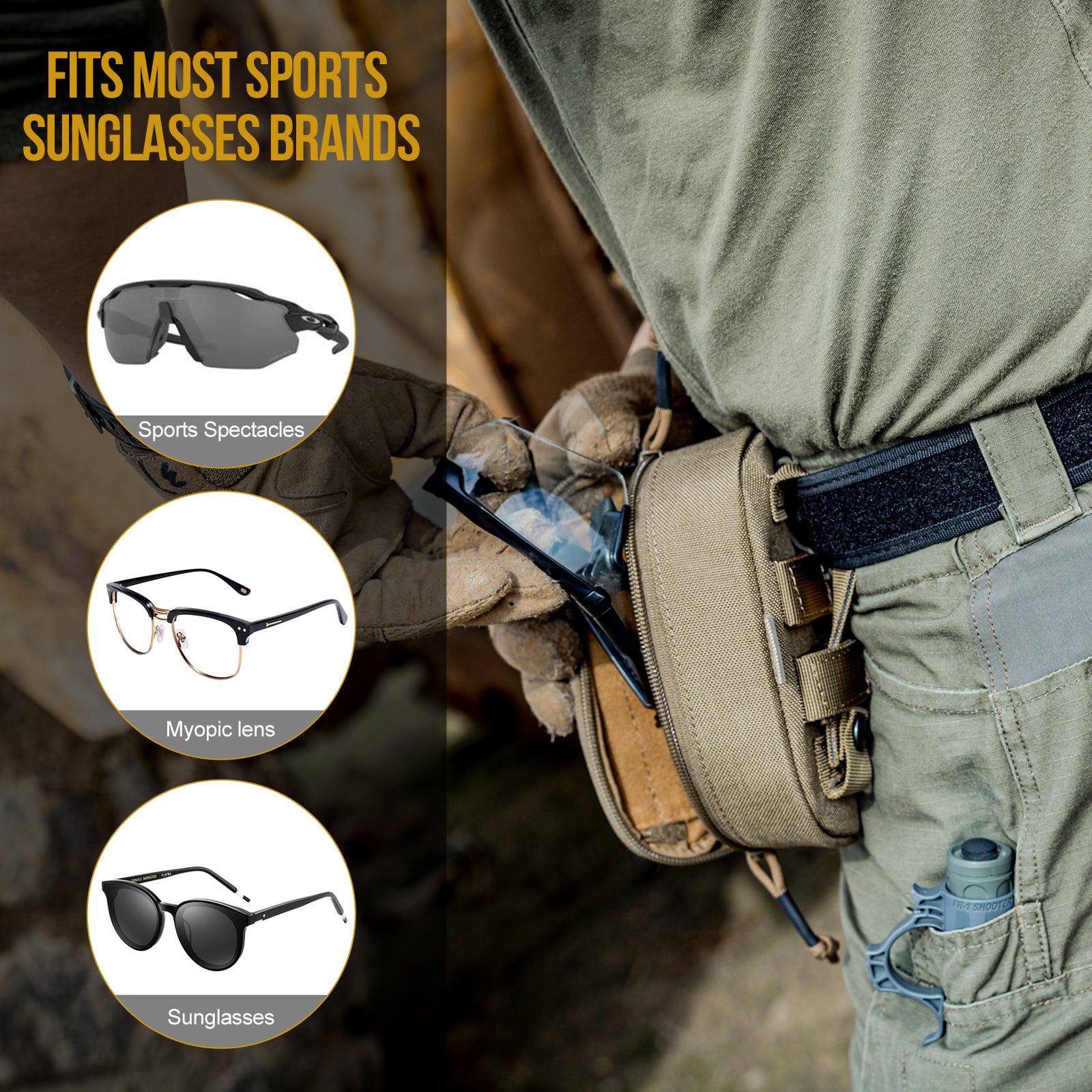 Glasses Case 04 丨 MOLLE System & Two-Way Zipper