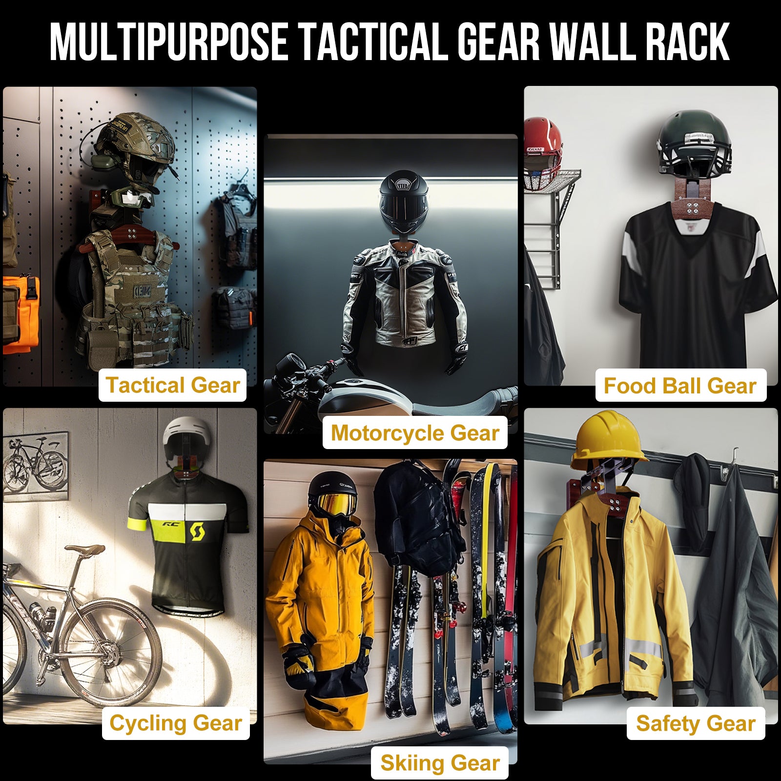 Tactical Gear Wall Mount 15 丨 With Panel rack hook & 59KG Load Capacity