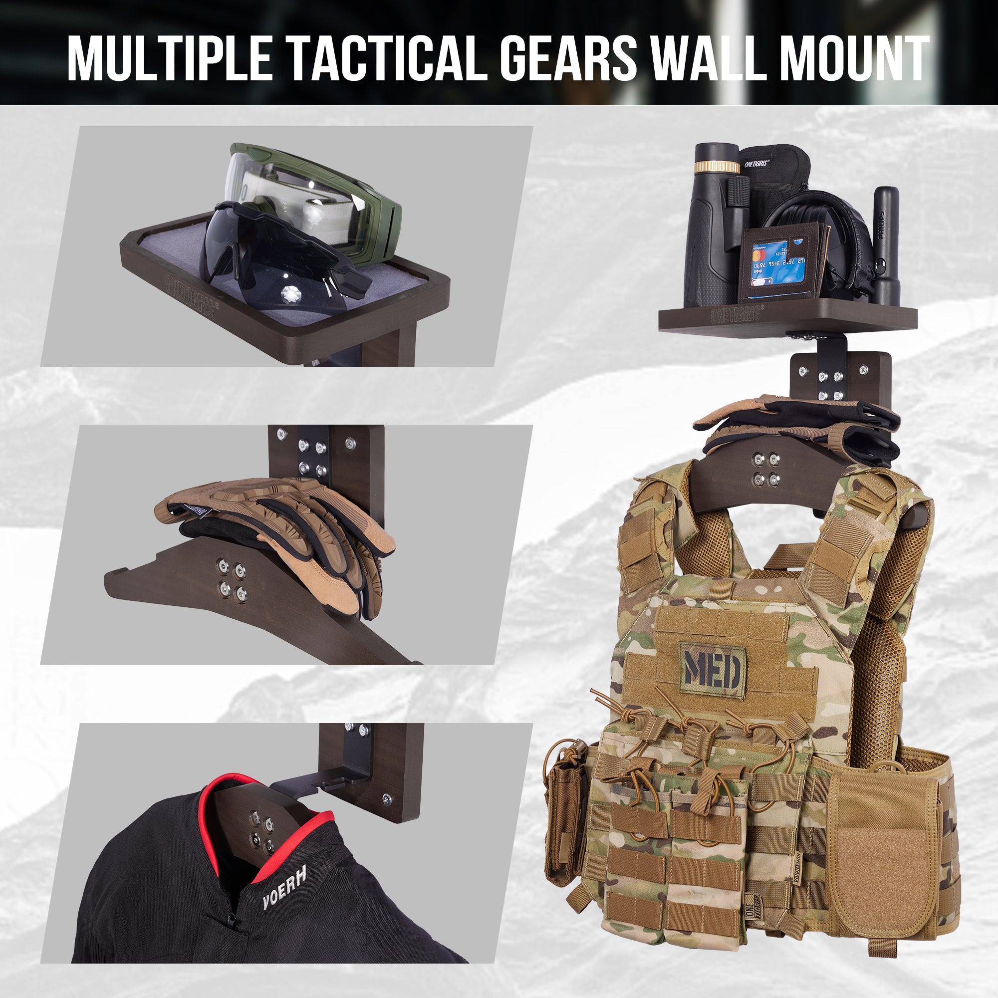 Tactical Gear Wall Mount 09 丨 With Square Tray & 24KG Load Capacity