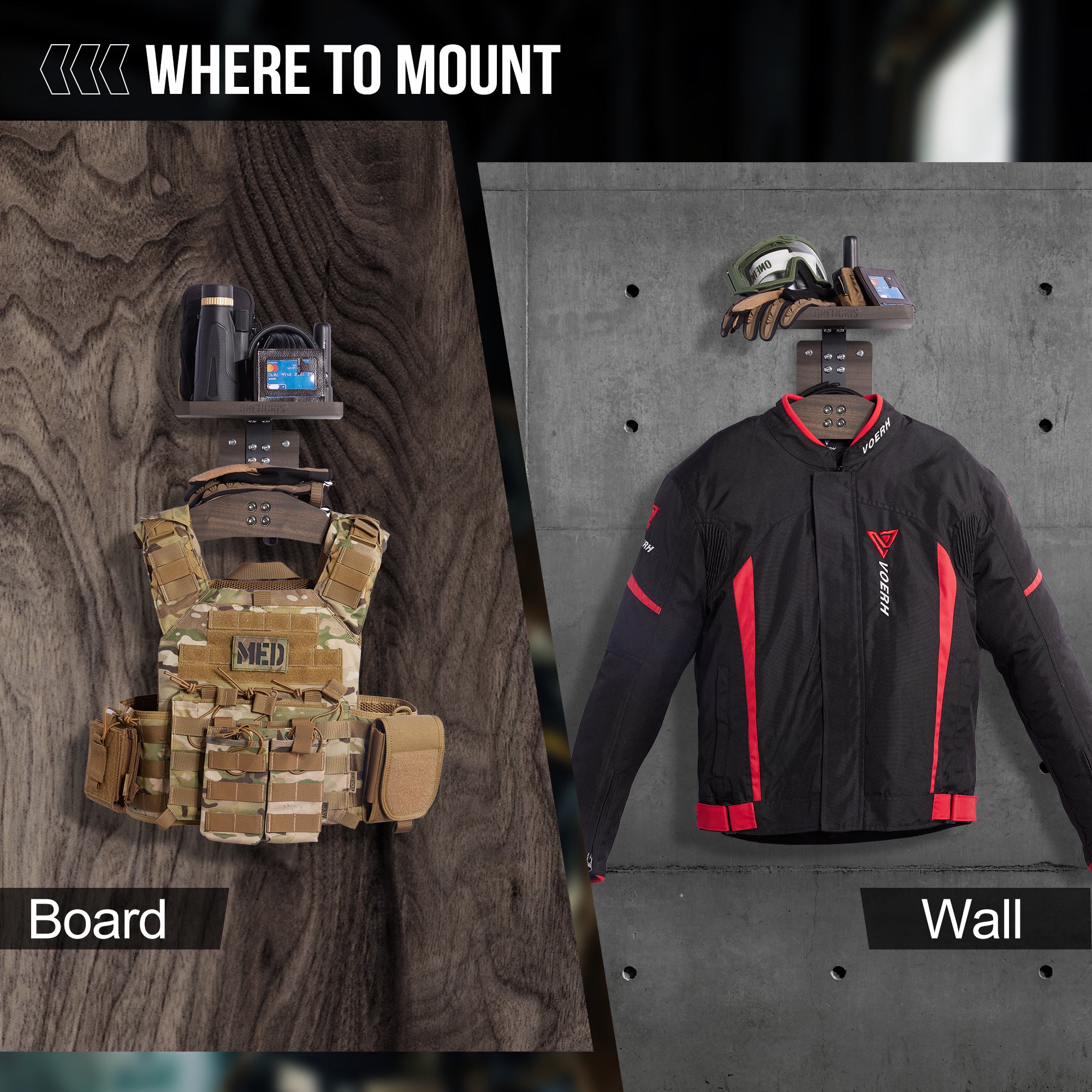 Tactical Gear Wall Mount 09 丨 With Square Tray & 24KG Load Capacity