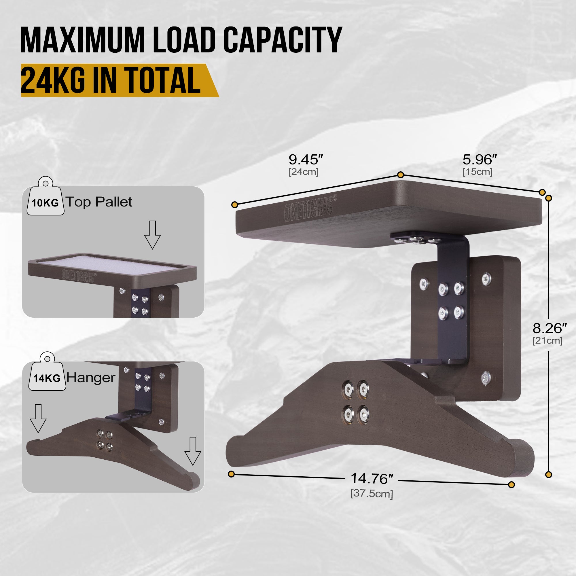 Tactical Gear Wall Mount 09 丨 With Square Tray & 24KG Load Capacity